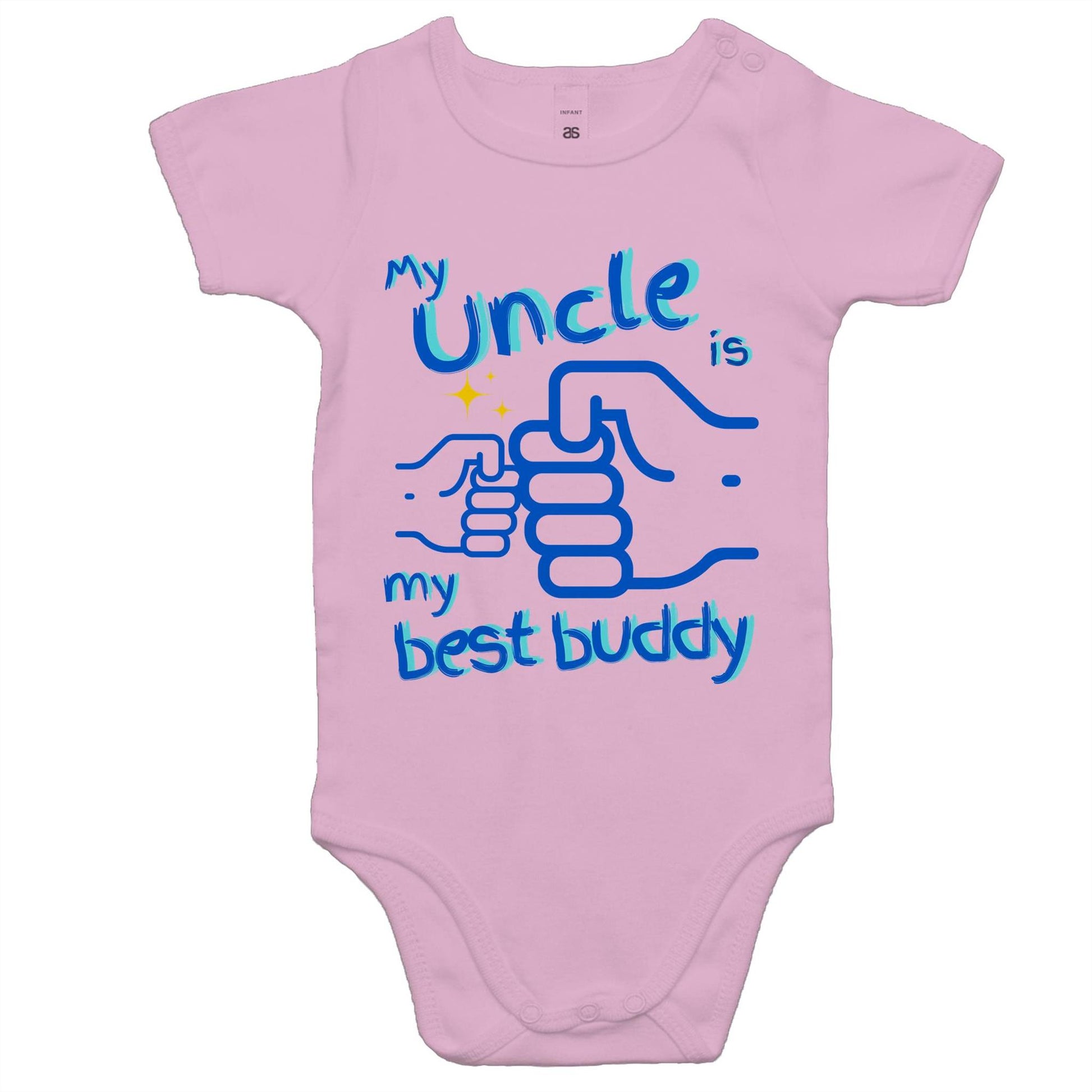 My Uncle is My Best Buddy Baby Onesie Super Cotton Romper Size 0-3m, 3-6m, 6-12m, 12-18m, 18-24m - Da Boss Mango AU - Pink