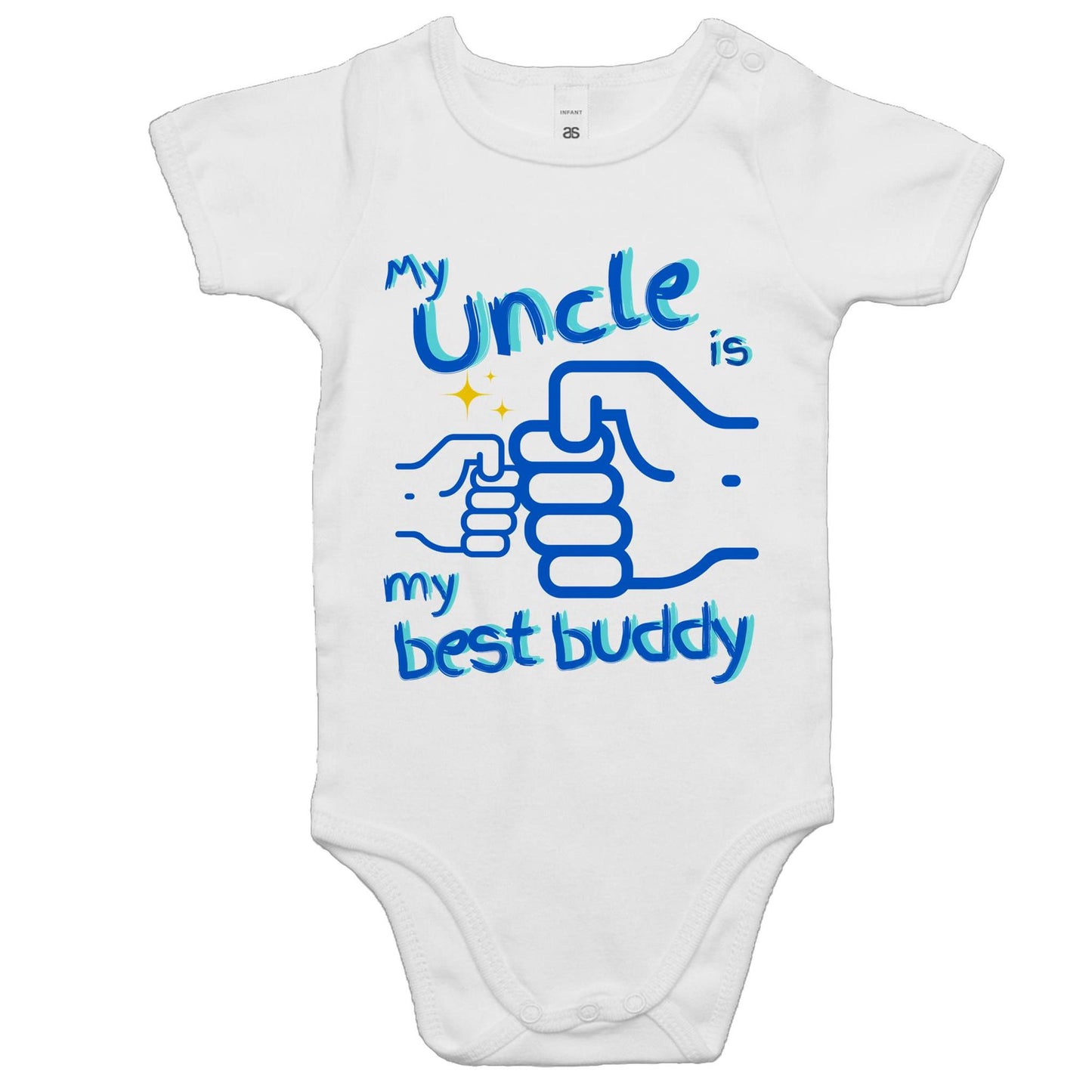 My Uncle is My Best Buddy Baby Onesie Super Cotton Romper Size 0-3m, 3-6m, 6-12m, 12-18m, 18-24m - Da Boss Mango AU - White