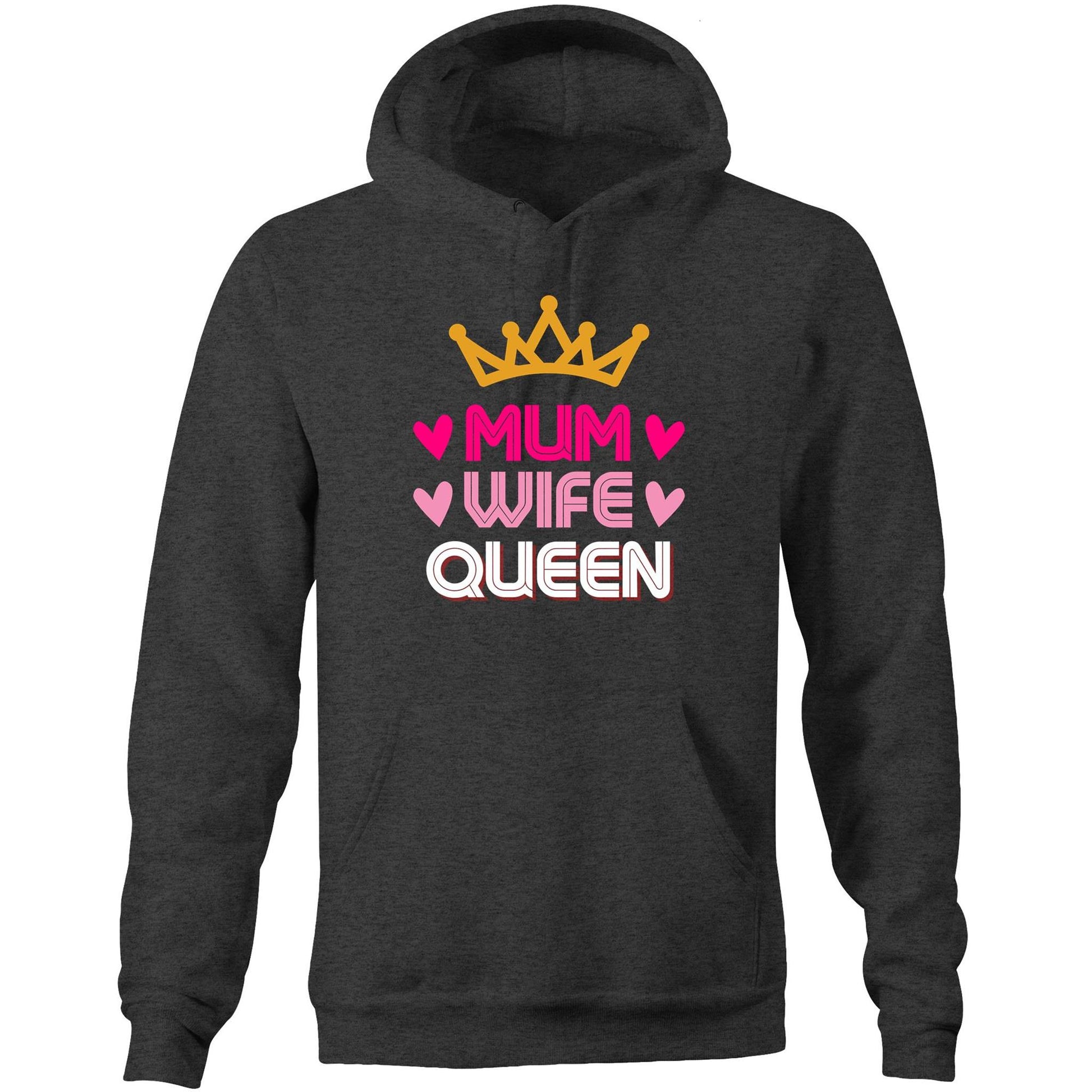 Mum Wife Queen Womens Hoodie Sweatshirt Pullover - Best Gift for Mum - Da Boss Mango AU - Asphalt Dark Grey Marle