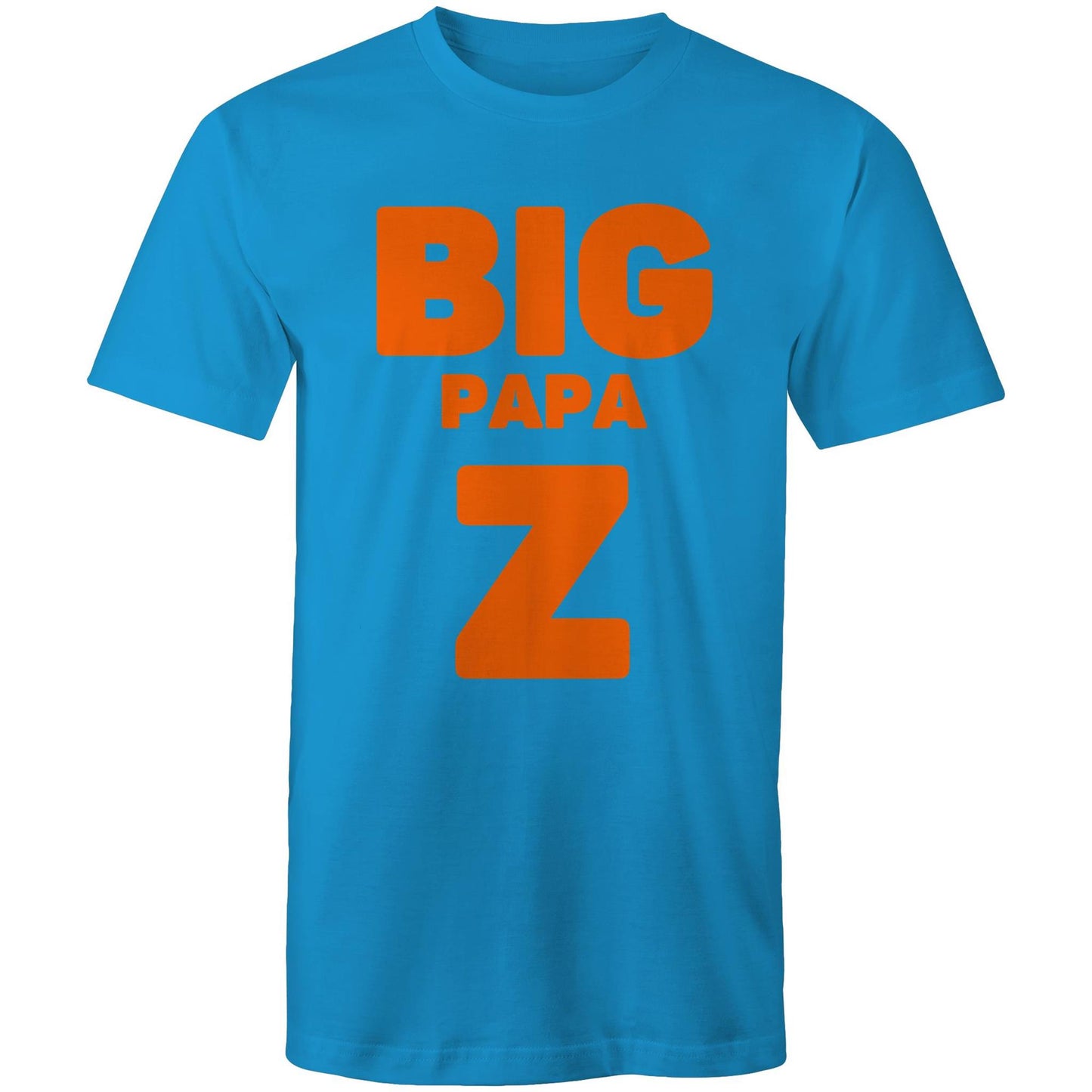 "Big Papa Z" Men's Cotton Arctic Blue T-Shirt in Size S, M, L, XL, XXL, 3XL, 4XL, 5XL, Gift for Dad - Da Boss Mango AU -