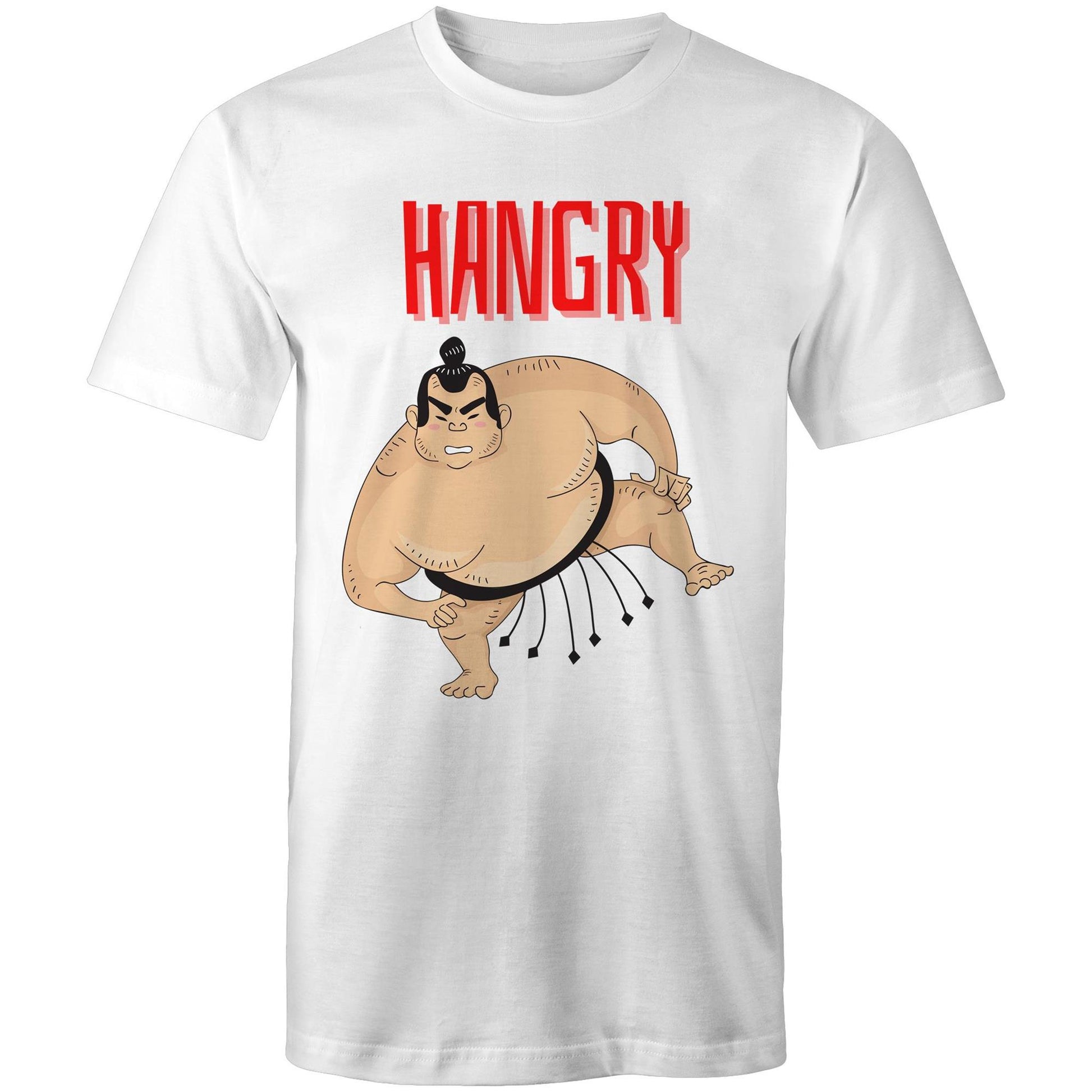 Hangry Men's Cotton T-Shirt - Funny Top - Plus Size S. M. L. XL. 2XL, 3XL, 4XL, 5XL - Da Boss Mango AU - White