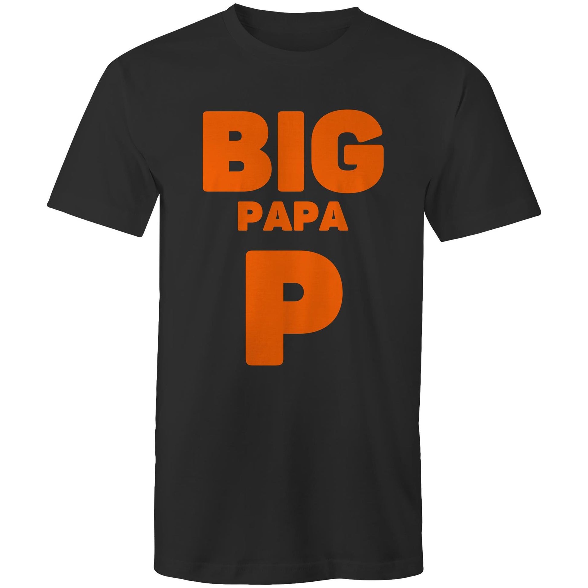 "Big Papa P" Men's Cotton Black T-Shirt in Size S, M, L, XL, XXL, 3XL, 4XL, 5XL, Gift for Dad - Da Boss Mango AU -