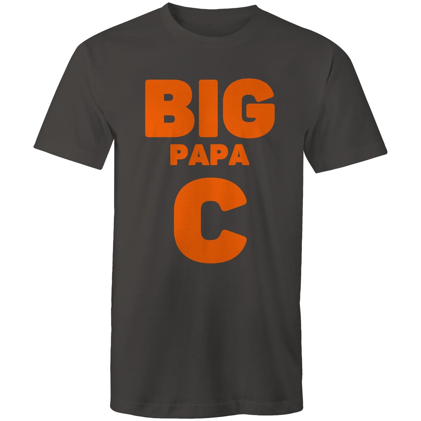 "Big Papa C" Men's Cotton Charcoal T-Shirt in Size S, M, L, XL, XXL, 3XL, 4XL, 5XL, Gift for Dad - Da Boss Mango AU -