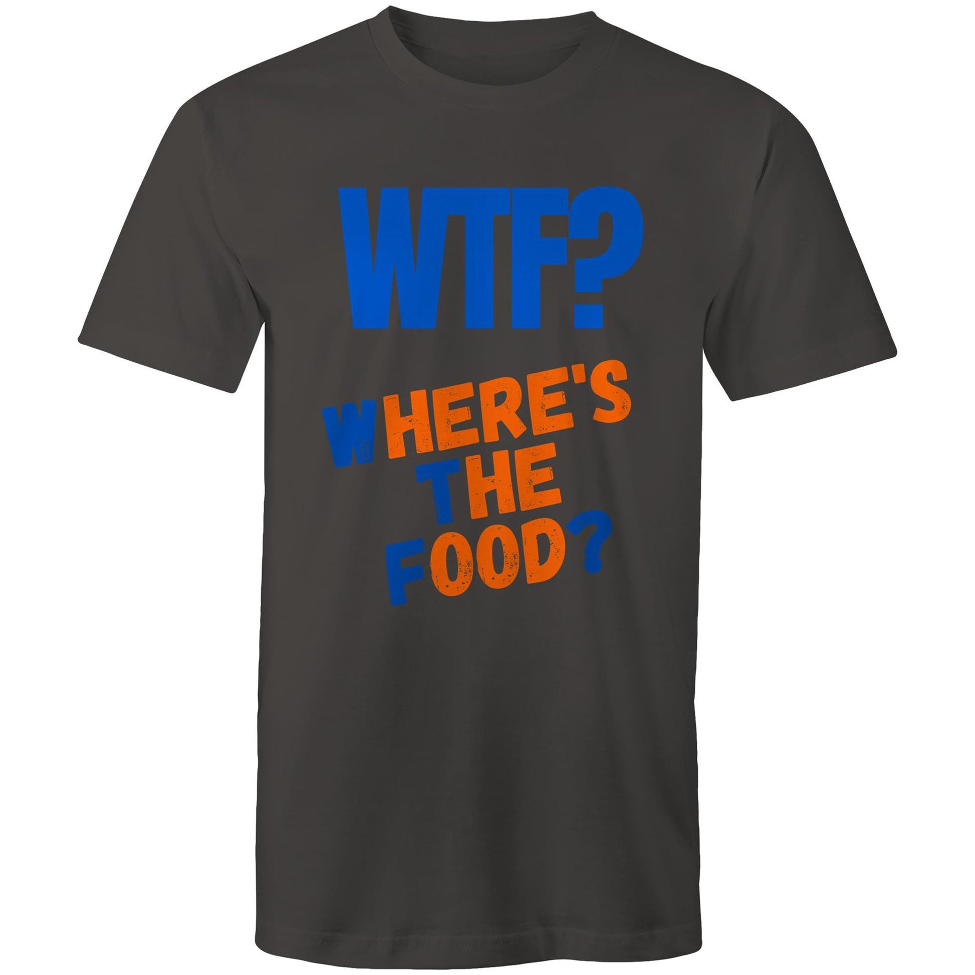 WTF? Where's The Food? Funny Men's Cotton T-Shirt - Plus Size S, M, L, XL, 2XL, 3XL, 4XL, 5XL - Da Boss Mango AU - Charcoal