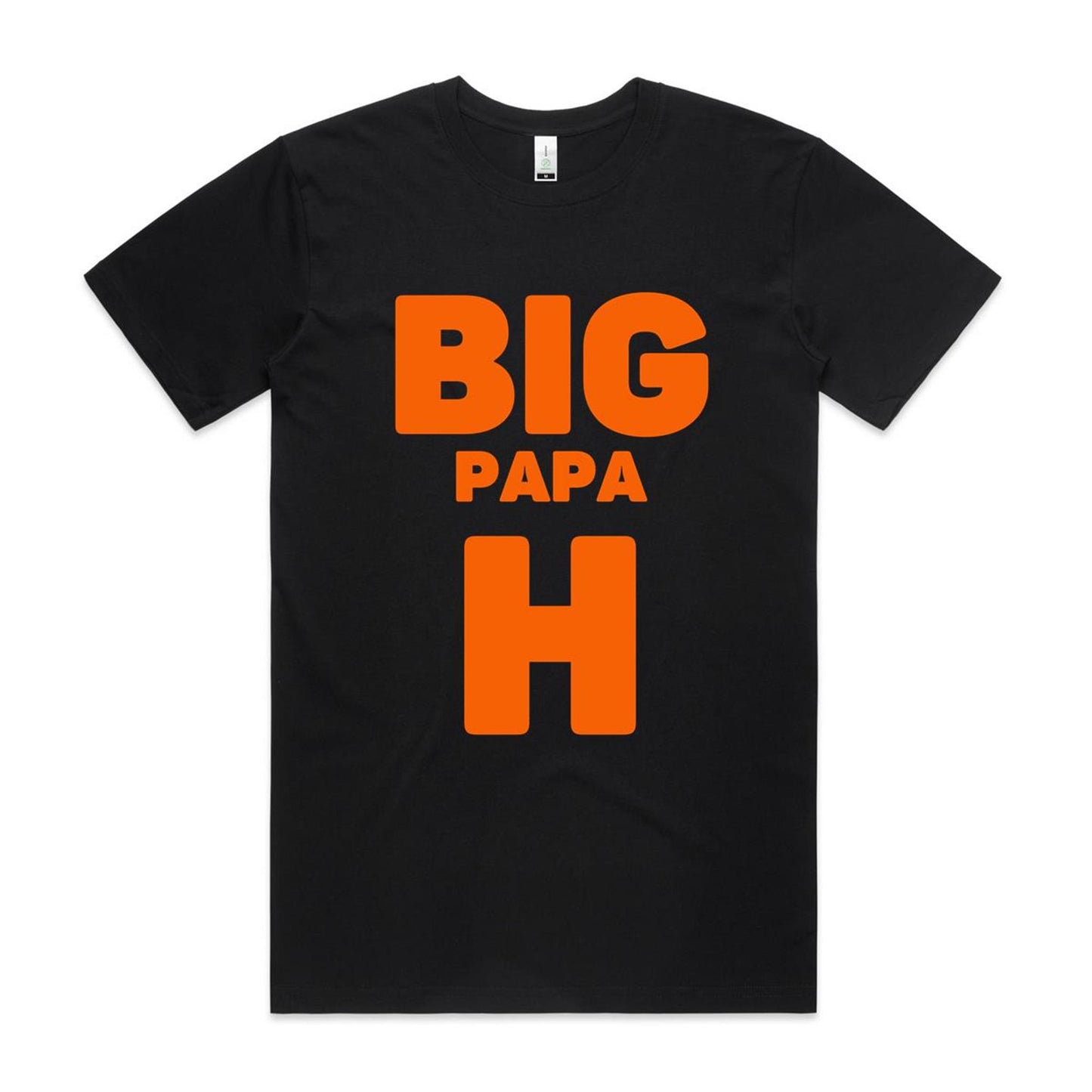 "Big Papa H" Men's GOTS Certified Organic Cotton T-Shirt, Father's Day Birthday Gift for Dad- Da Boss Mango AU - Black