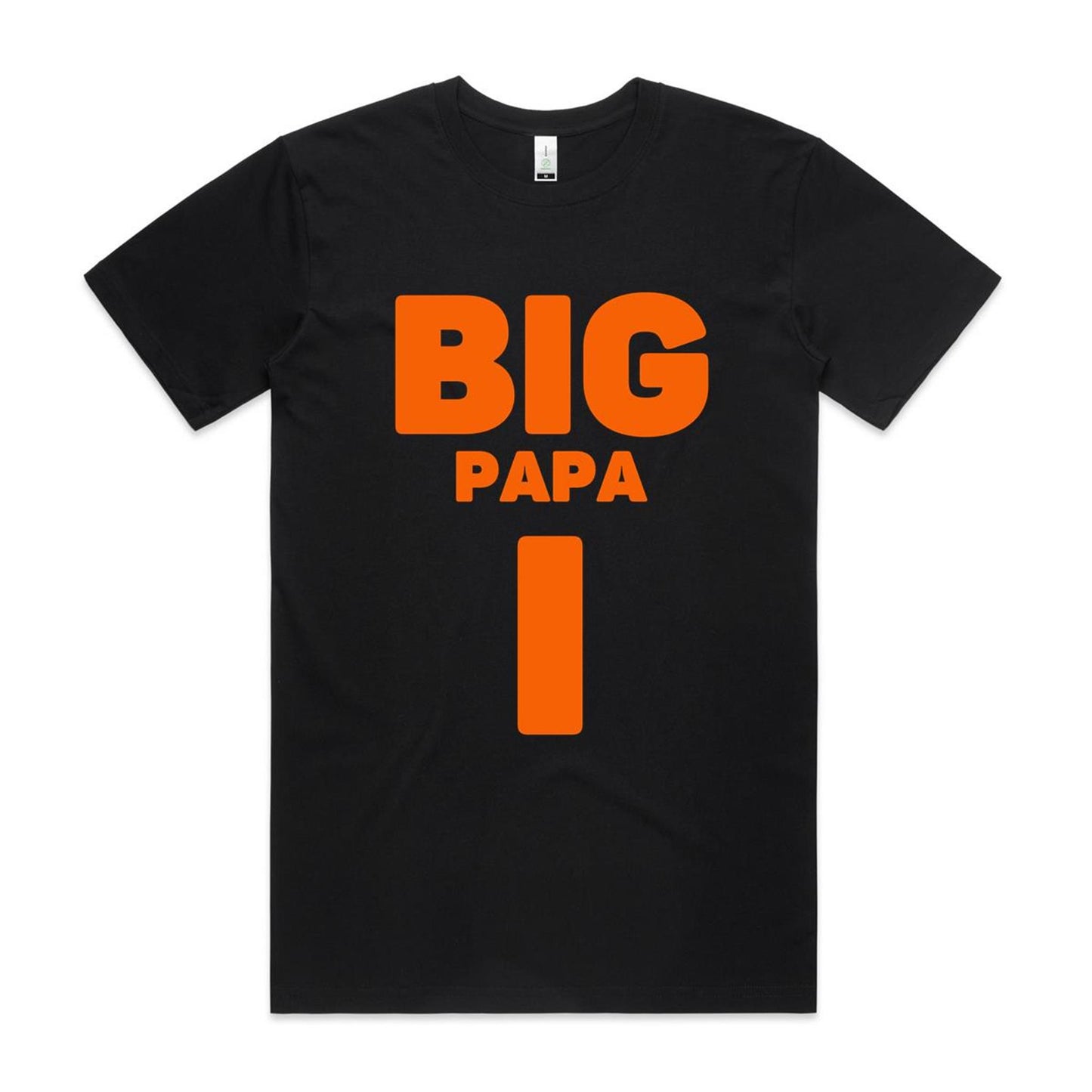 "Big Papa I" Men's GOTS Certified Organic Cotton T-Shirt, Father's Day Birthday Gift for Dad- Da Boss Mango AU - Black