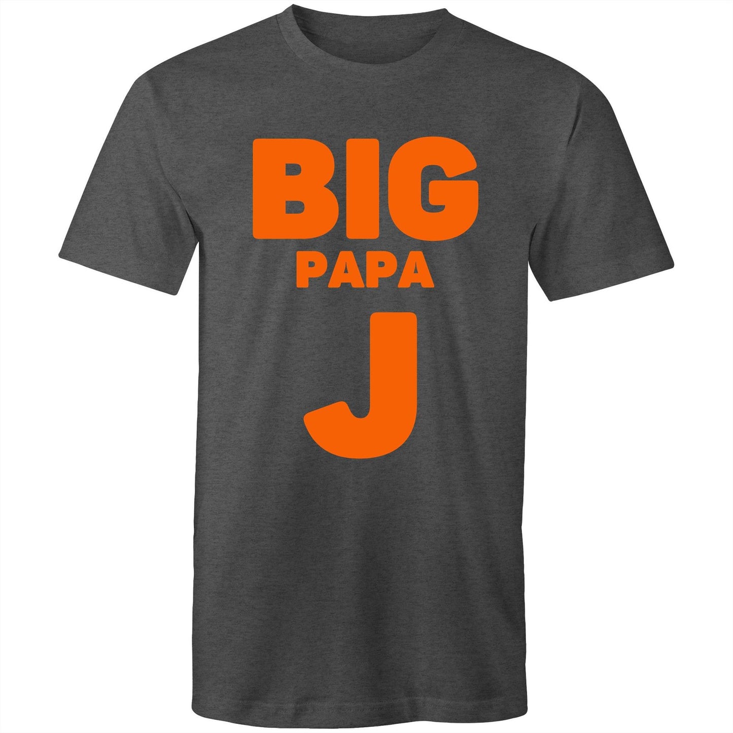 "Big Papa J" Men's Cotton Asphalt Grey Marle T-Shirt in Size S, M, L, XL, XXL, 3XL, 4XL, 5XL, Gift for Dad - Da Boss Mango AU