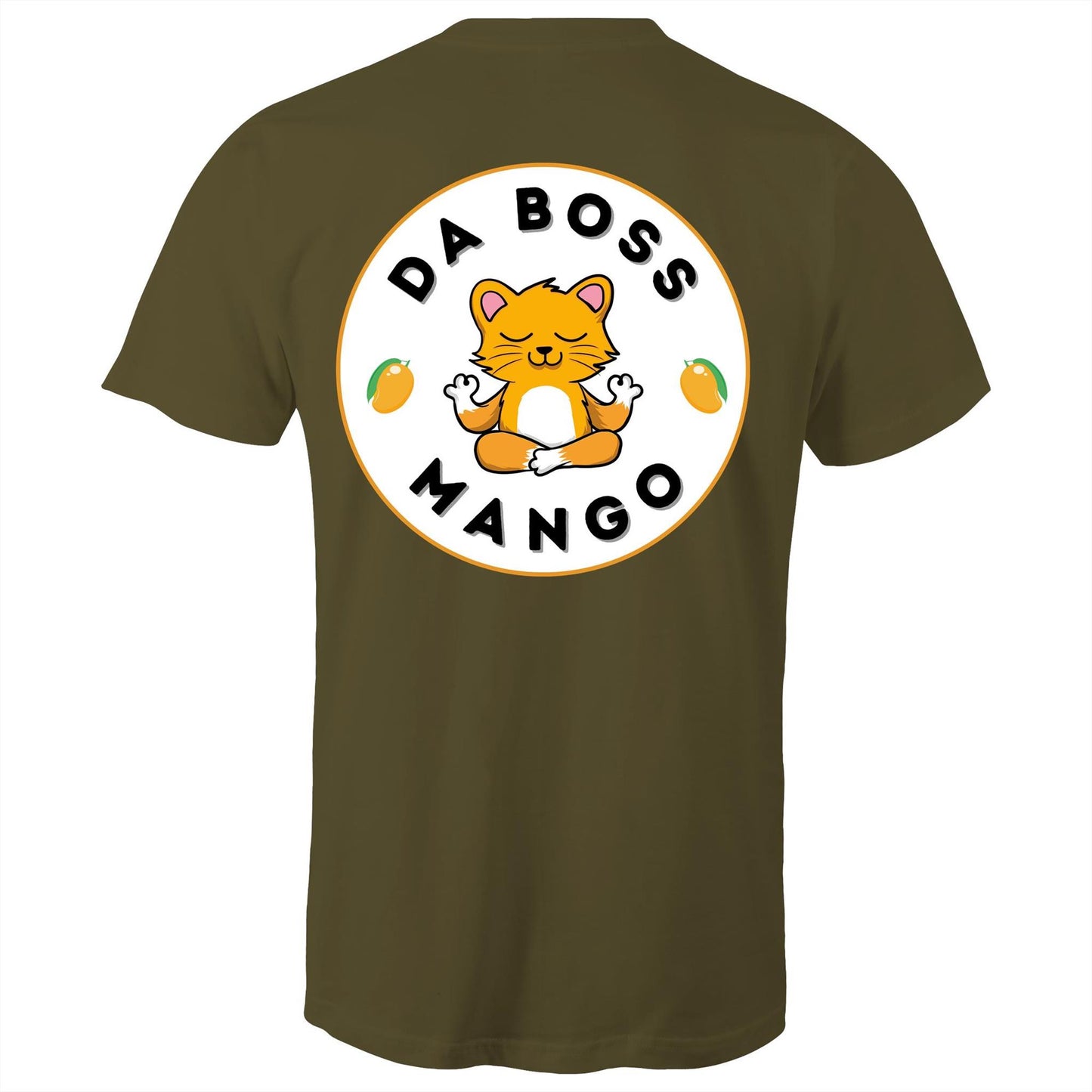 Da Boss Mango Men's Cotton T-Shirt with Logo on back - Da Boss Mango AU - Army Green