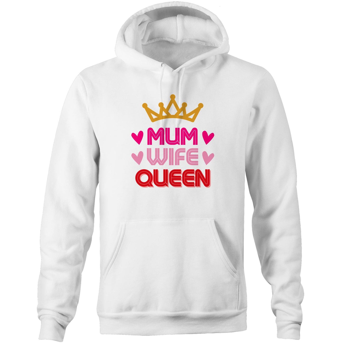 Mum Wife Queen Womens Hoodie Sweatshirt Pullover - Best Mother's Day Birthday Gift for Mum - Da Boss Mango AU - White