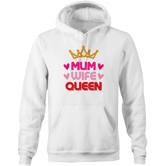 Mum Wife Queen Womens Hoodie Sweatshirt Pullover - Best Mother's Day Birthday Gift for Mum - Da Boss Mango AU - White