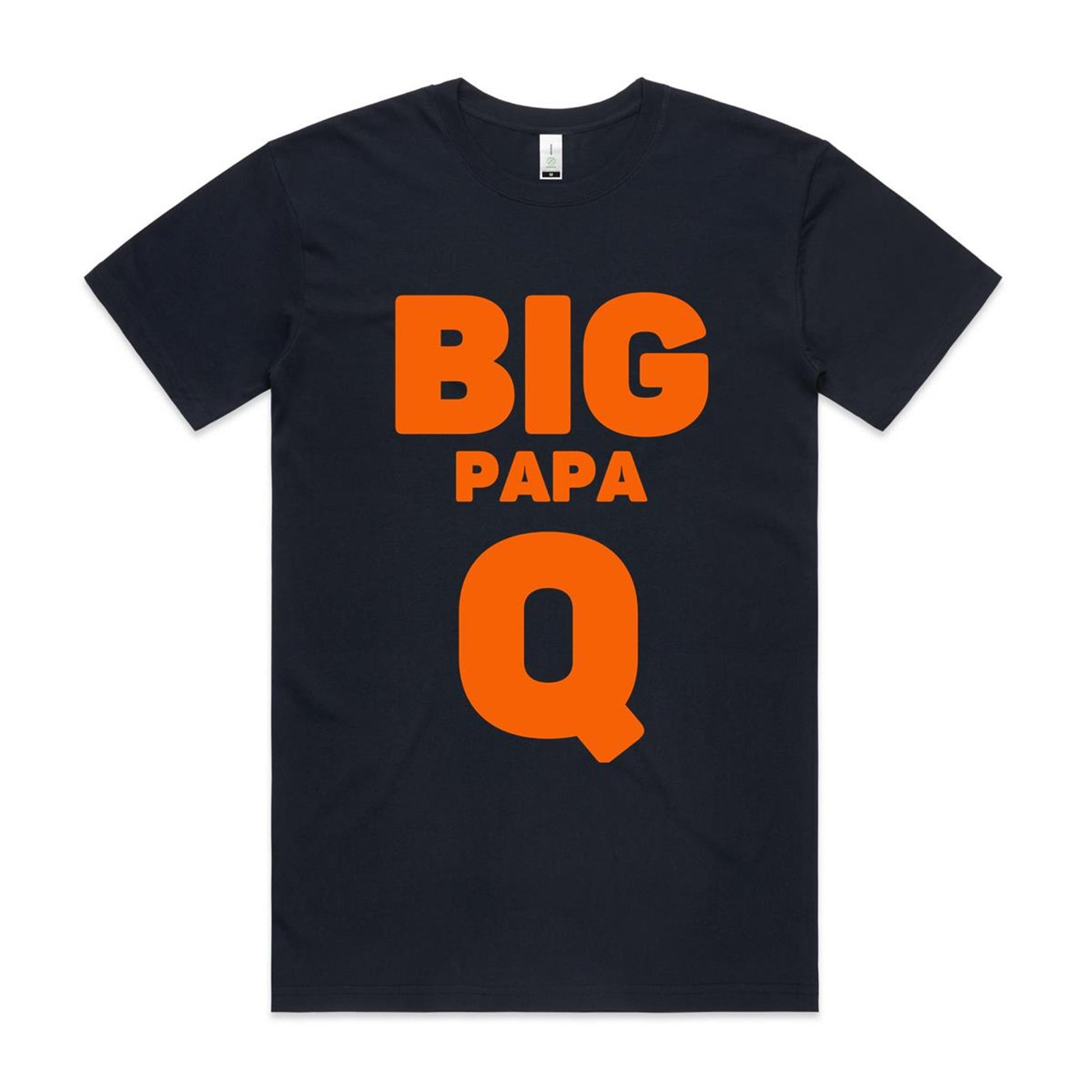 "Big Papa Q" Men's GOTS Certified Organic Cotton T-Shirt, Father's Day Birthday Gift for Dad- Da Boss Mango AU - Navy