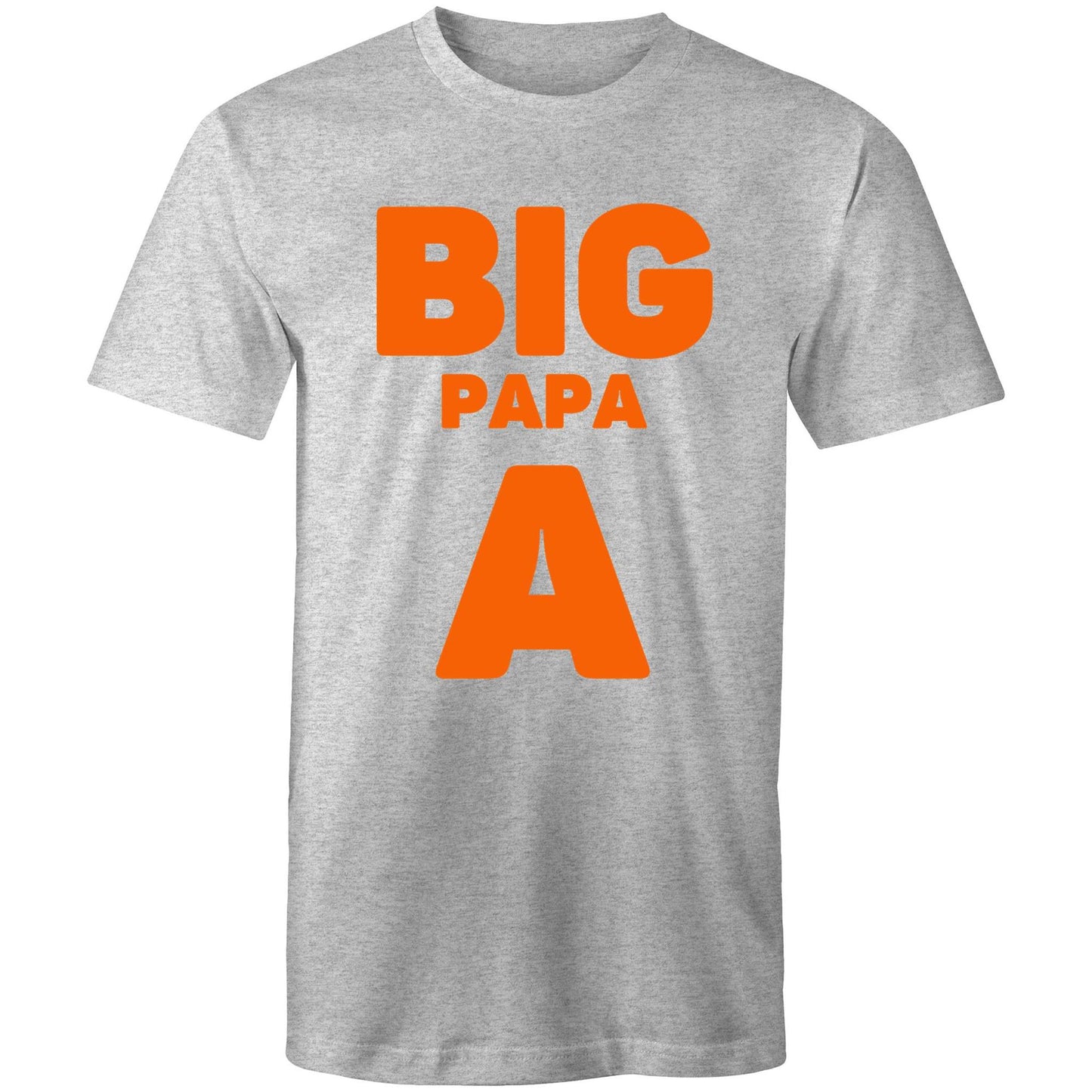 "Big Papa A" Men's Grey Marle (Light Grey) T-Shirt in Size S, M, L, XL, XXL, 3XL, 4XL, 5XL, Gift for Dad - Da Boss Mango AU -