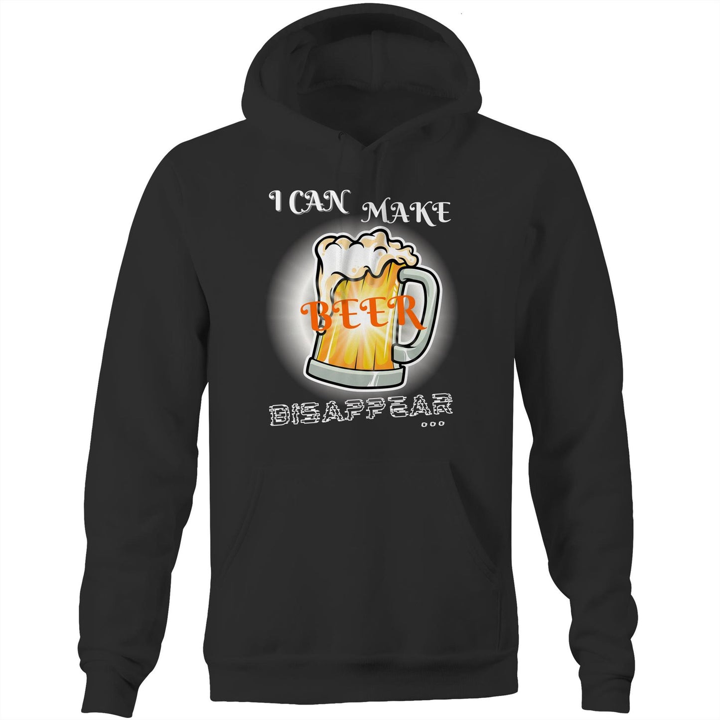 "I Can Make Beer Disappear" Funny Unisex Pocket Hoodie Sweatshirt Pullover for Men and Women - Da Boss Mango AU - Black