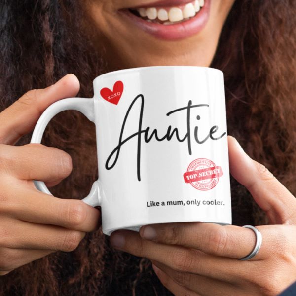 "Auntie - Like a mum, only cooler" 11oz Premium White Ceramic Mug - Da Boss Mango AU - Gift for Auntie