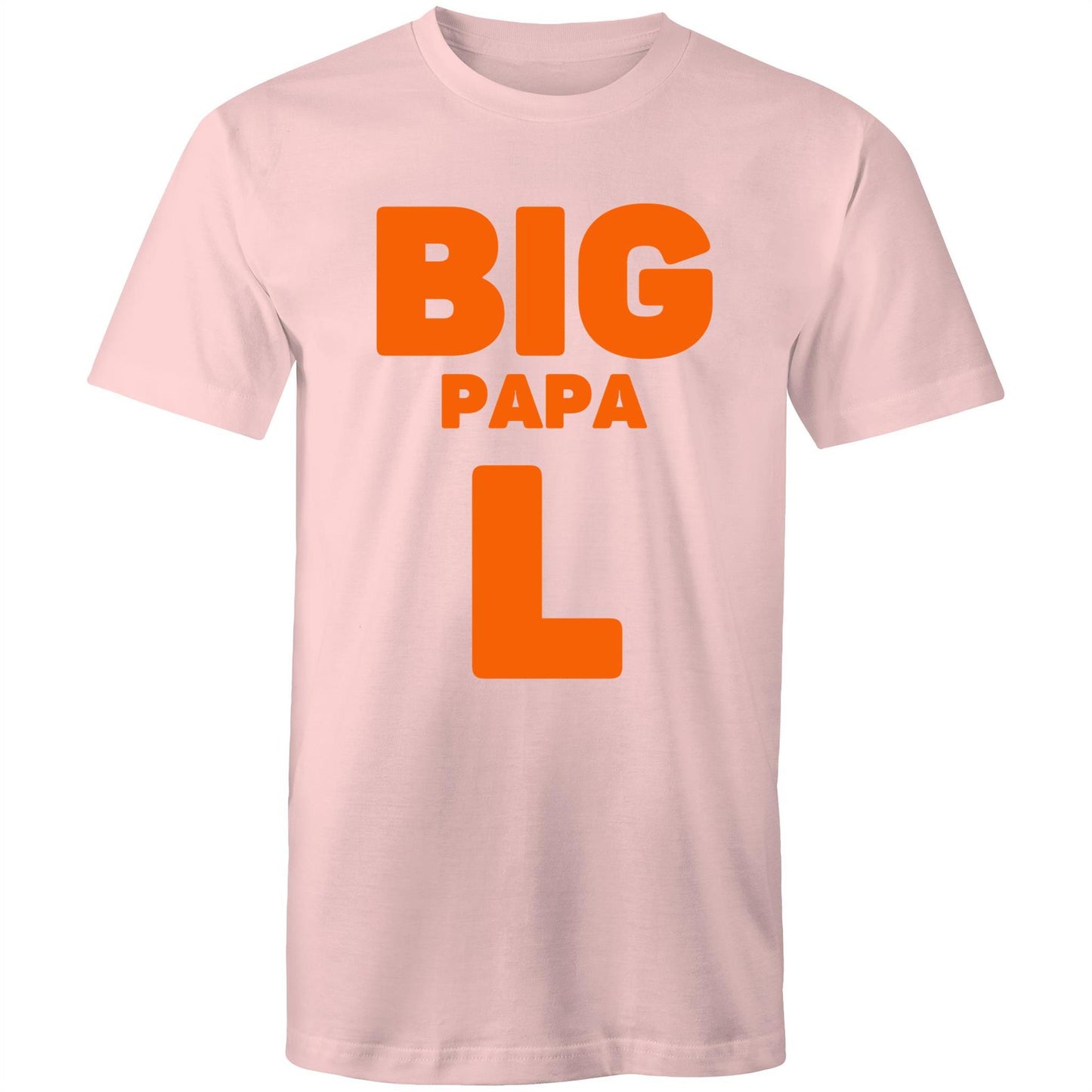 "Big Papa L" Men's Cotton Pink T-Shirt in Size S, M, L, XL, XXL, 3XL, 4XL, 5XL, Gift for Dad - Da Boss Mango AU -