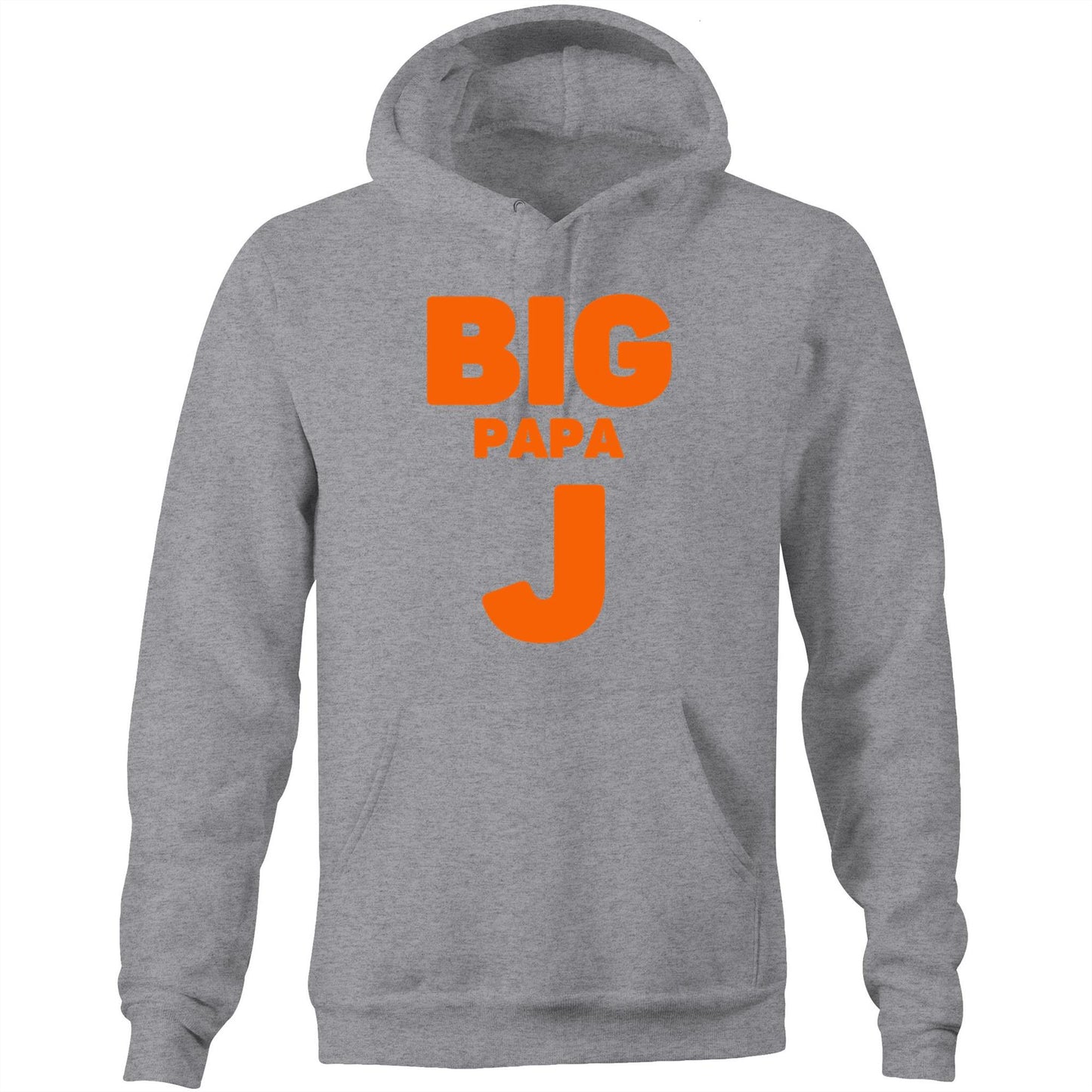 "Big Papa J" Pocket Hoodie Sweatshirt Pullover with Kangaroo Pocket Father's Day Gift for Dad - Da Boss Mango AU - Grey Marle