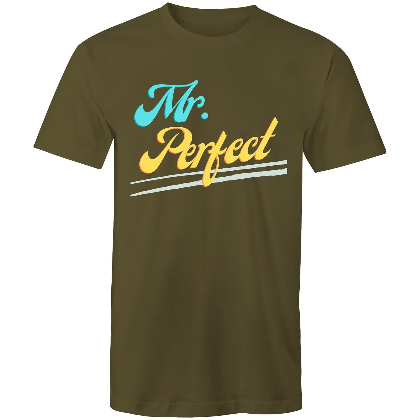 Mr. Perfect Men's Cotton T-Shirt - Gift for Husband, Dad - Size S, M, L, XL, 2XL, 3XL, 4XL - Da Boss Mango AU - Army Green