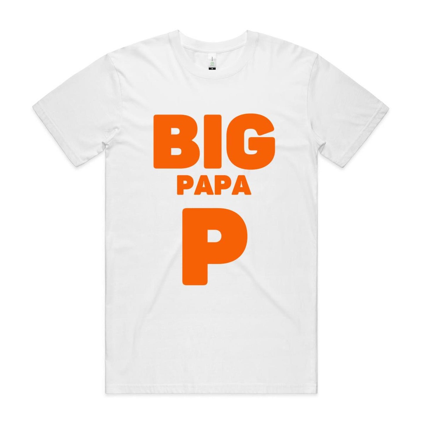 "Big Papa P" Men's GOTS Certified Organic Cotton T-Shirt, Father's Day Birthday Gift for Dad- Da Boss Mango AU - White