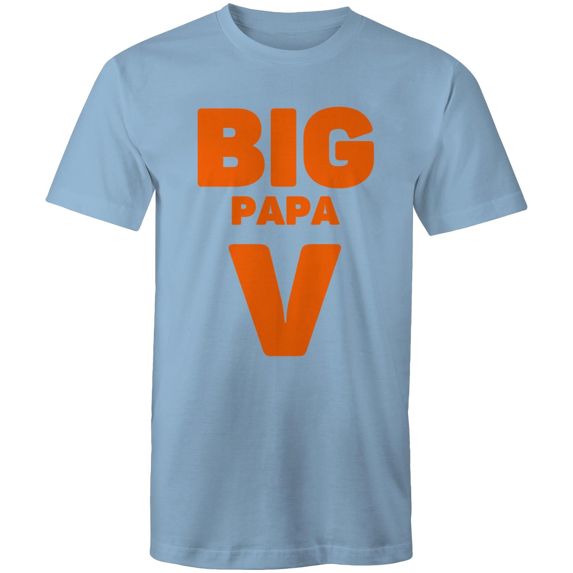 "Big Papa V" Men's Cotton Carolina Blue T-Shirt in Size S, M, L, XL, XXL, 3XL, 4XL, 5XL, Gift for Dad - Da Boss Mango AU -