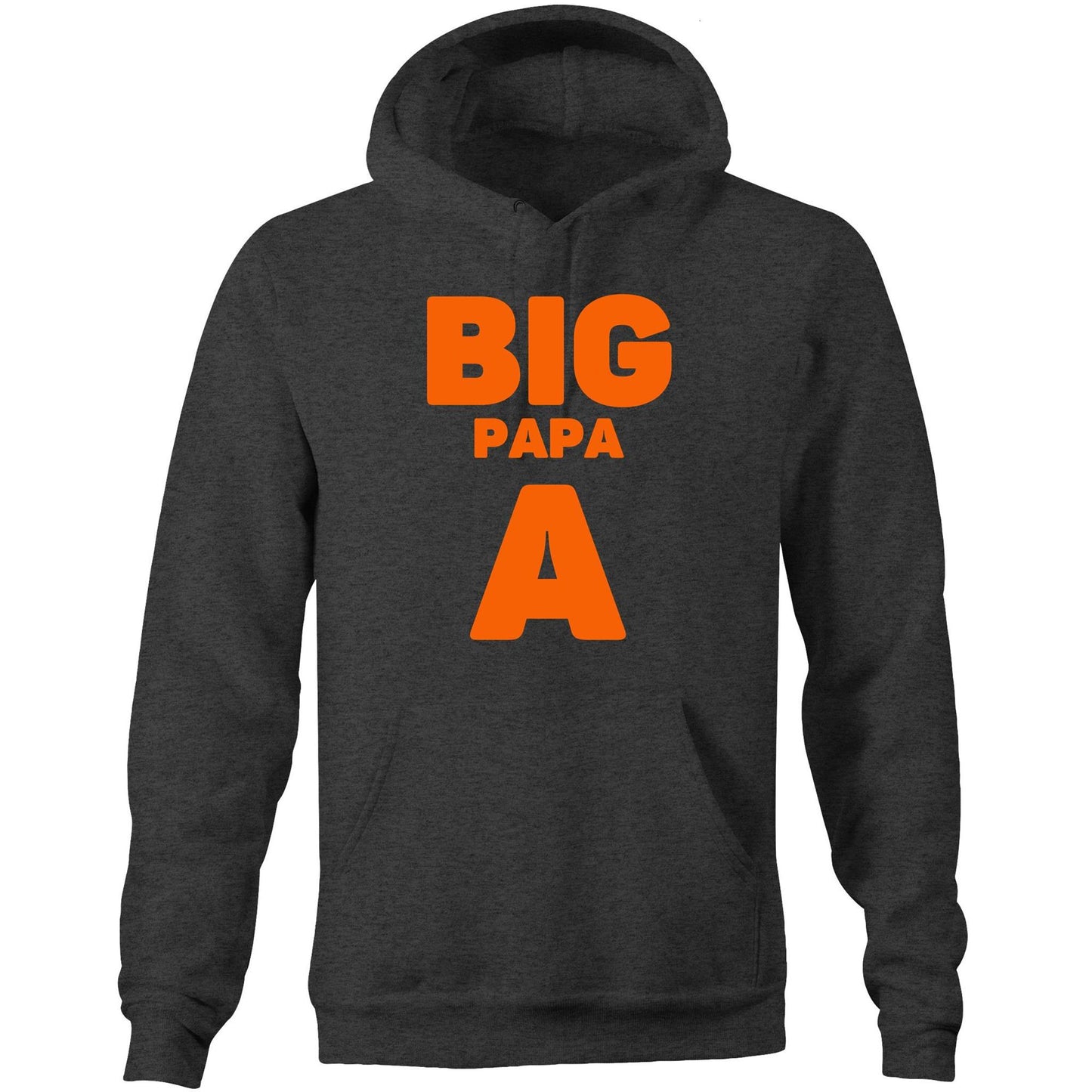 "Big Papa A" Pocket Hoodie Sweatshirt Pullover with Kangaroo Pocket Father's Day Gift - Da Boss Mango AU - Asphalt Marle