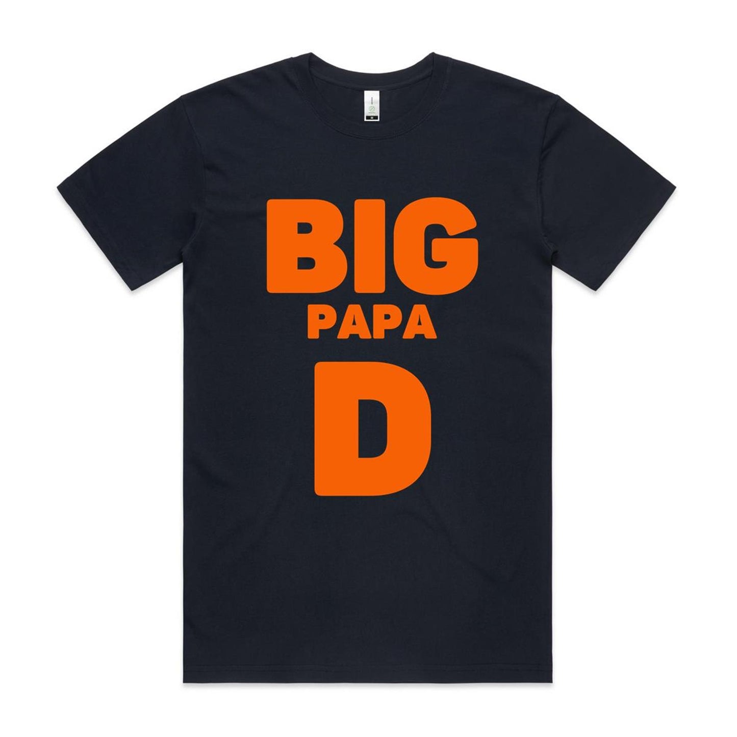 "Big Papa D" GOTS Certified Organic Cotton T-Shirt, Father's Day Birthday Gift for Dad- Da Boss Mango AU - Navy