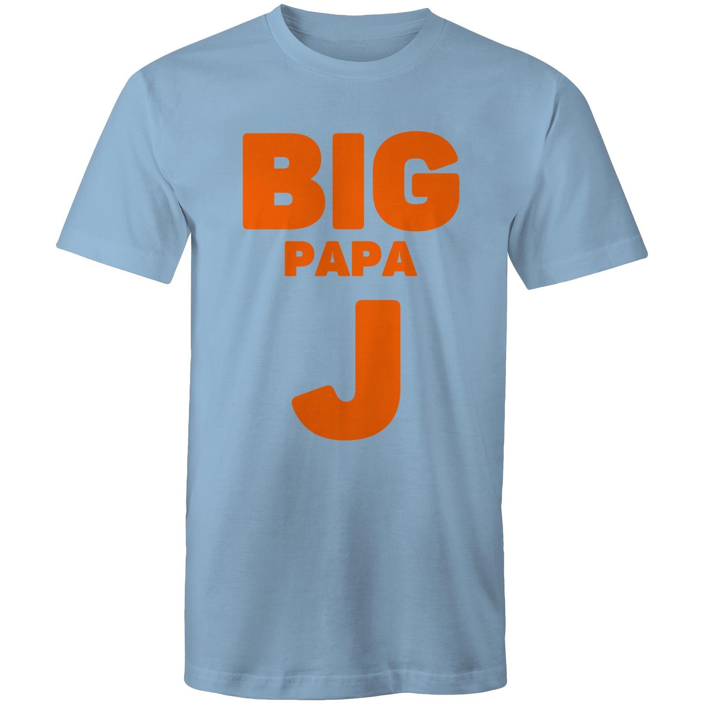 "Big Papa J" Men's Cotton Carolina Blue T-Shirt in Size S, M, L, XL, XXL, 3XL, 4XL, 5XL, Gift for Dad - Da Boss Mango AU -