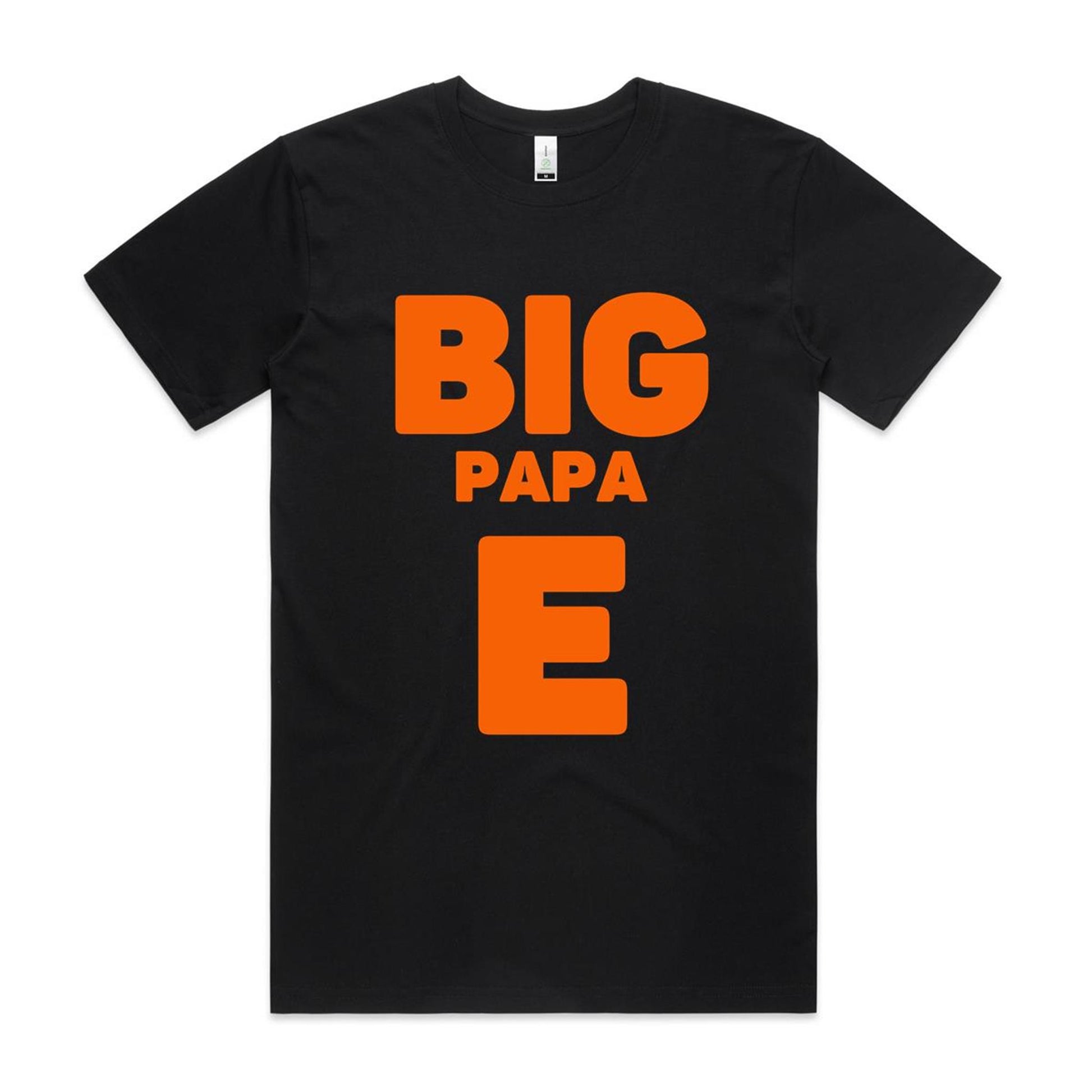 "Big Papa E" GOTS Certified Organic Cotton T-Shirt, Father's Day Birthday Gift for Dad- Da Boss Mango AU - Black