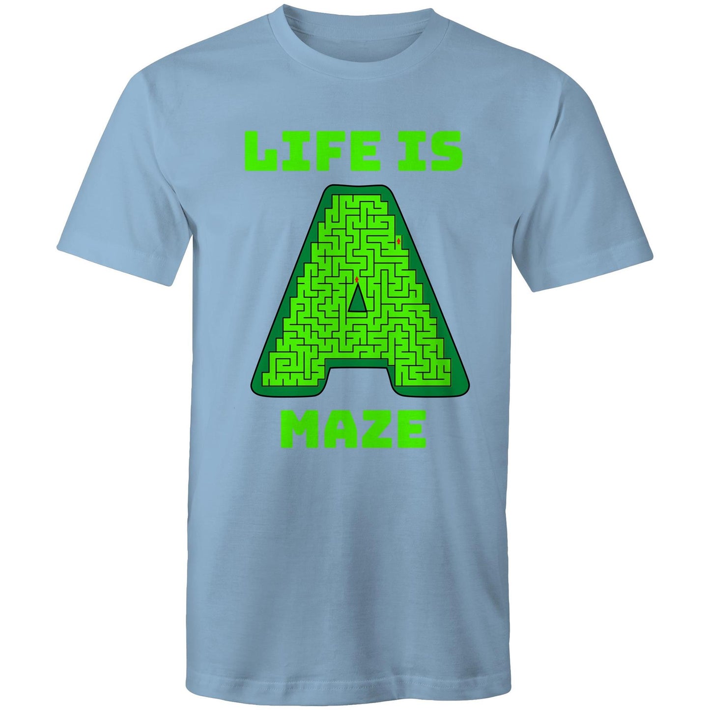 Life is A Maze Men's Playful Funny Cotton T-Shirt - Size S, M, L, XL, 2XL, 3XL, 4XL, 5XL - Da Boss Mango AU - Carolina Blue