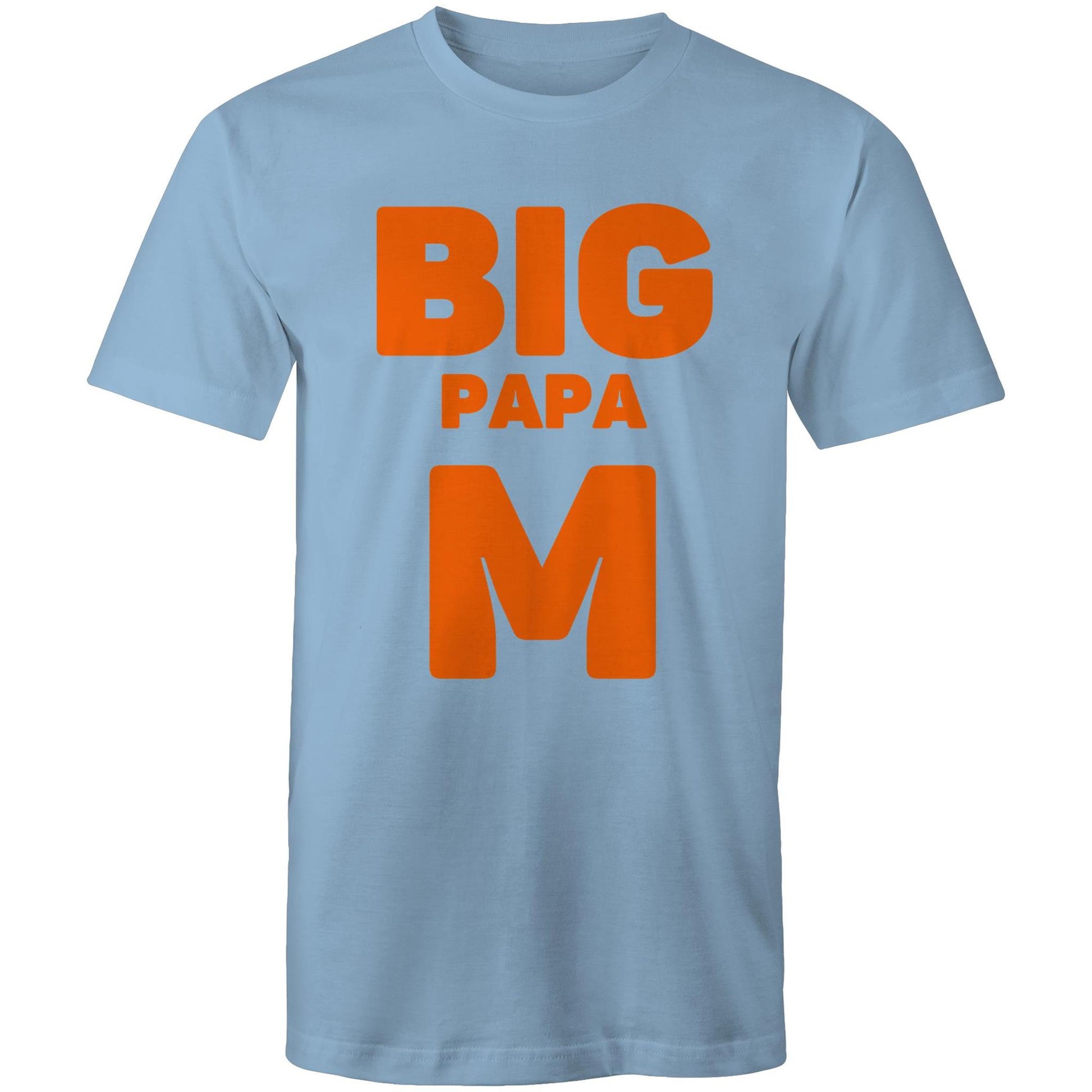 "Big Papa M" Men's Cotton Carolina Blue T-Shirt in Size S, M, L, XL, XXL, 3XL, 4XL, 5XL, Gift for Dad - Da Boss Mango AU -