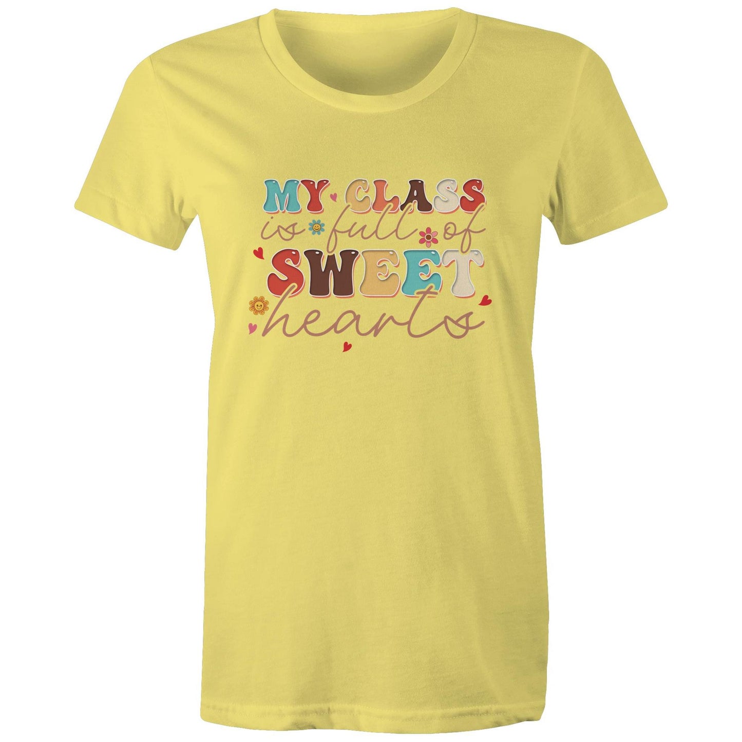 My Class is Full of Sweet-Heart Women's Cotton T-Shirt Gift for Teachers - Da Boss Mango AU - Yellow