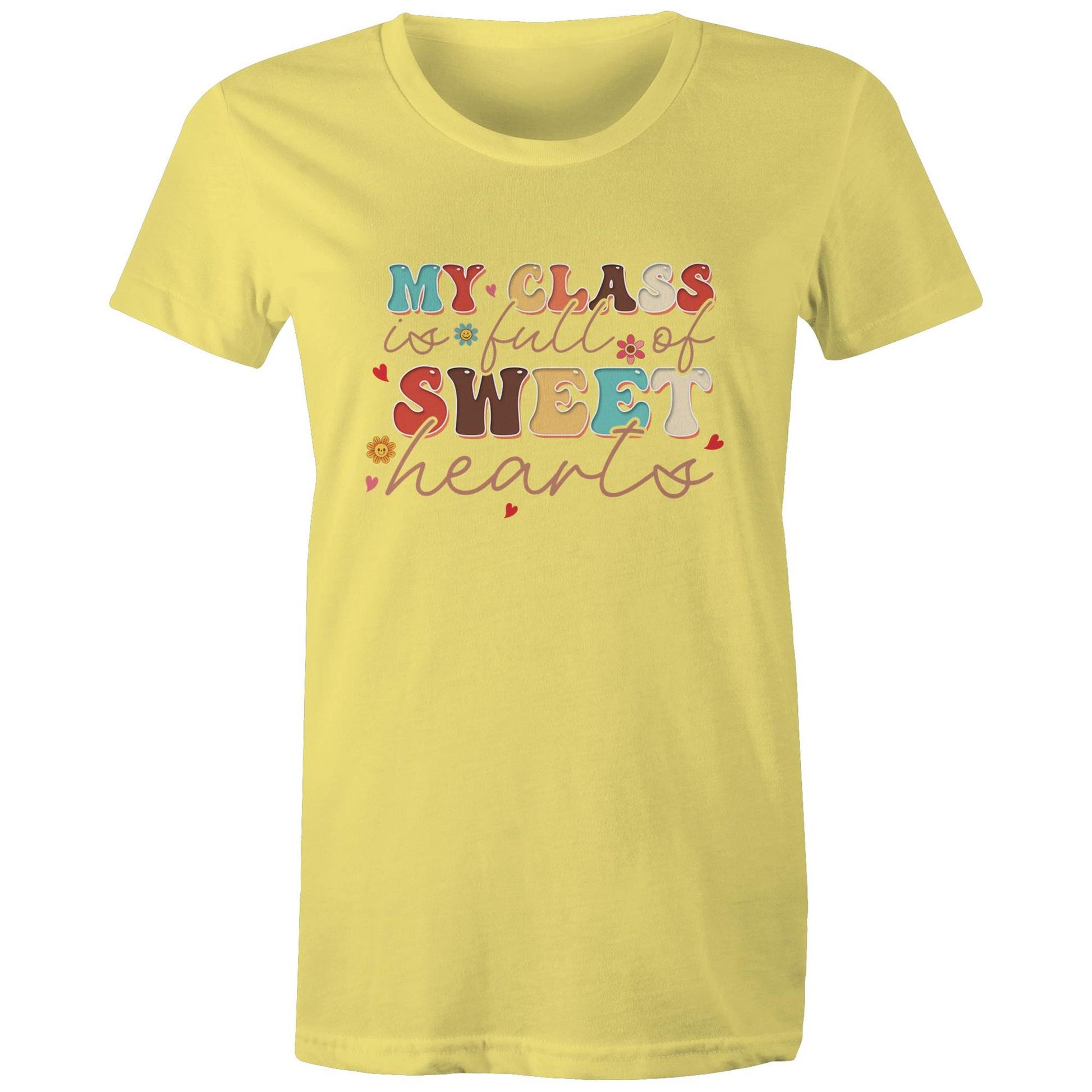 My Class is Full of Sweet-Heart Women's Cotton T-Shirt Gift for Teachers - Da Boss Mango AU - Yellow