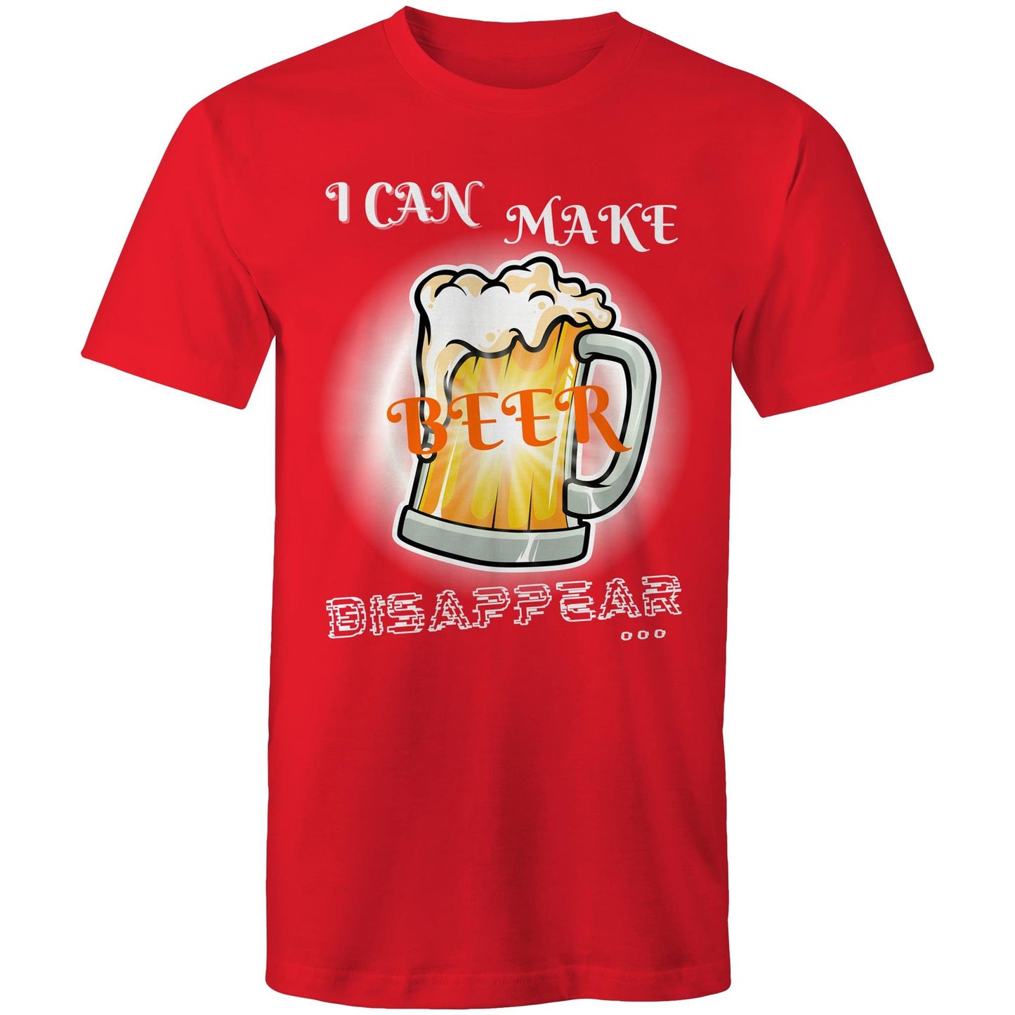 I Can Make Beer Disappear - Men's Funny Cotton T-Shirt - Plus Size S, M, L, XL, 2XL, 3XL, 4XL, 5XL - Da Boss Mango AU - Red