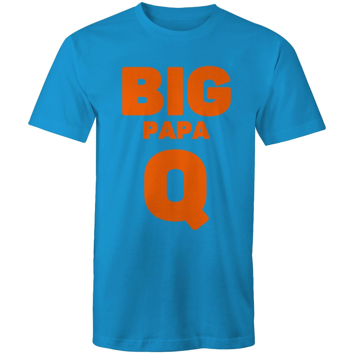 "Big Papa Q" Men's Cotton Arctic Blue T-Shirt in Size S, M, L, XL, XXL, 3XL, 4XL, 5XL, Gift for Dad - Da Boss Mango AU -