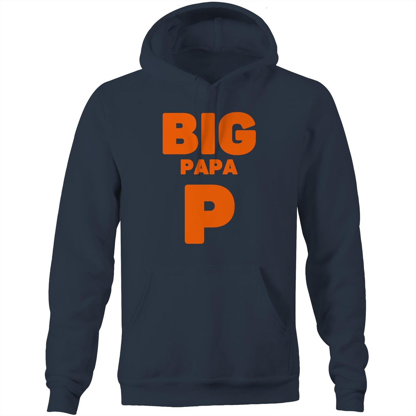 "Big Papa P" Pocket Hoodie Sweatshirt Pullover with Kangaroo Pocket Father's Day Gift for Dad - Da Boss Mango AU - Navy