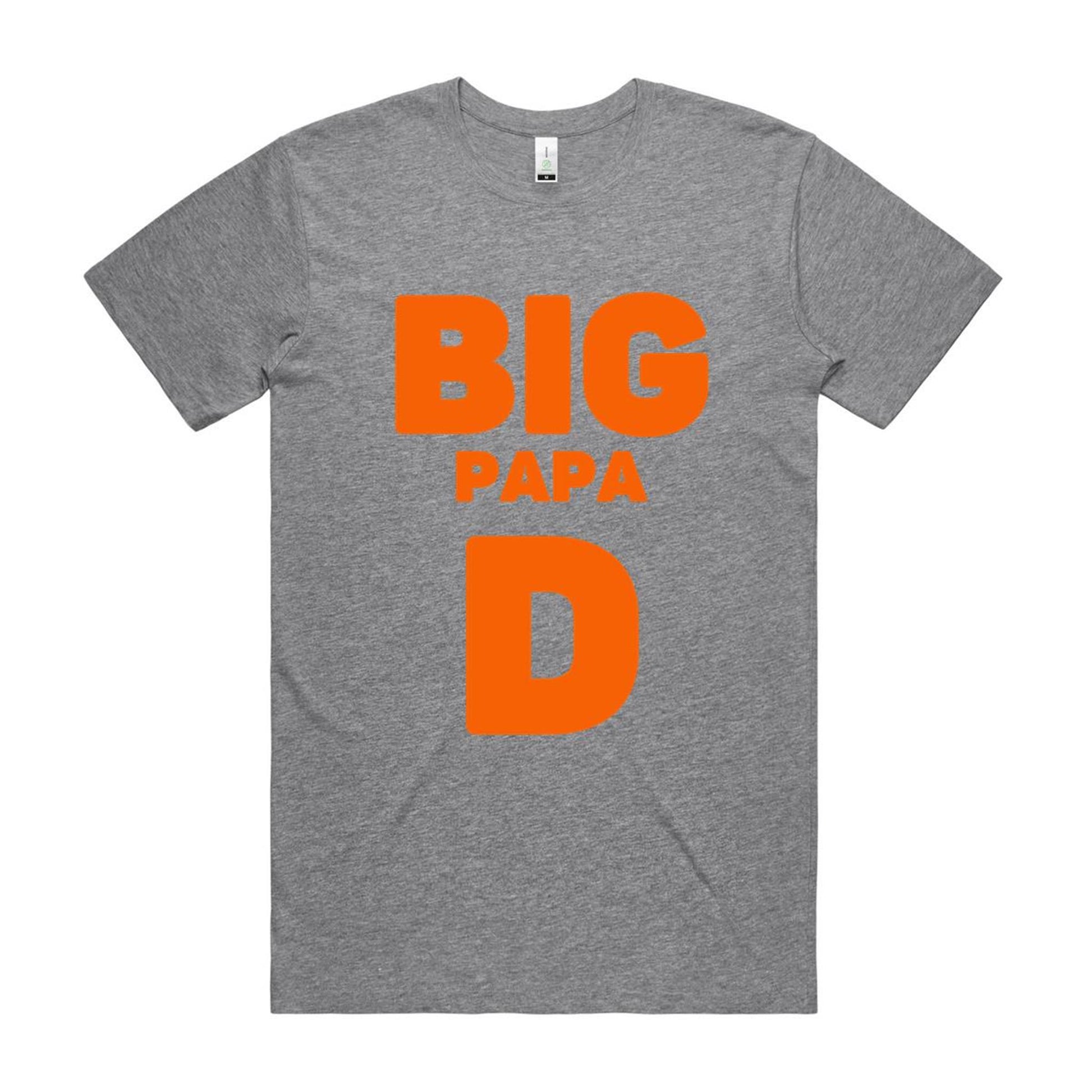 "Big Papa D" GOTS Certified Organic Cotton T-Shirt, Father's Day Birthday Gift for Dad- Da Boss Mango AU - Grey Marle