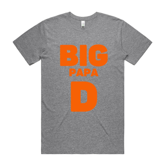 "Big Papa D" GOTS Certified Organic Cotton T-Shirt, Father's Day Birthday Gift for Dad- Da Boss Mango AU - Grey Marle