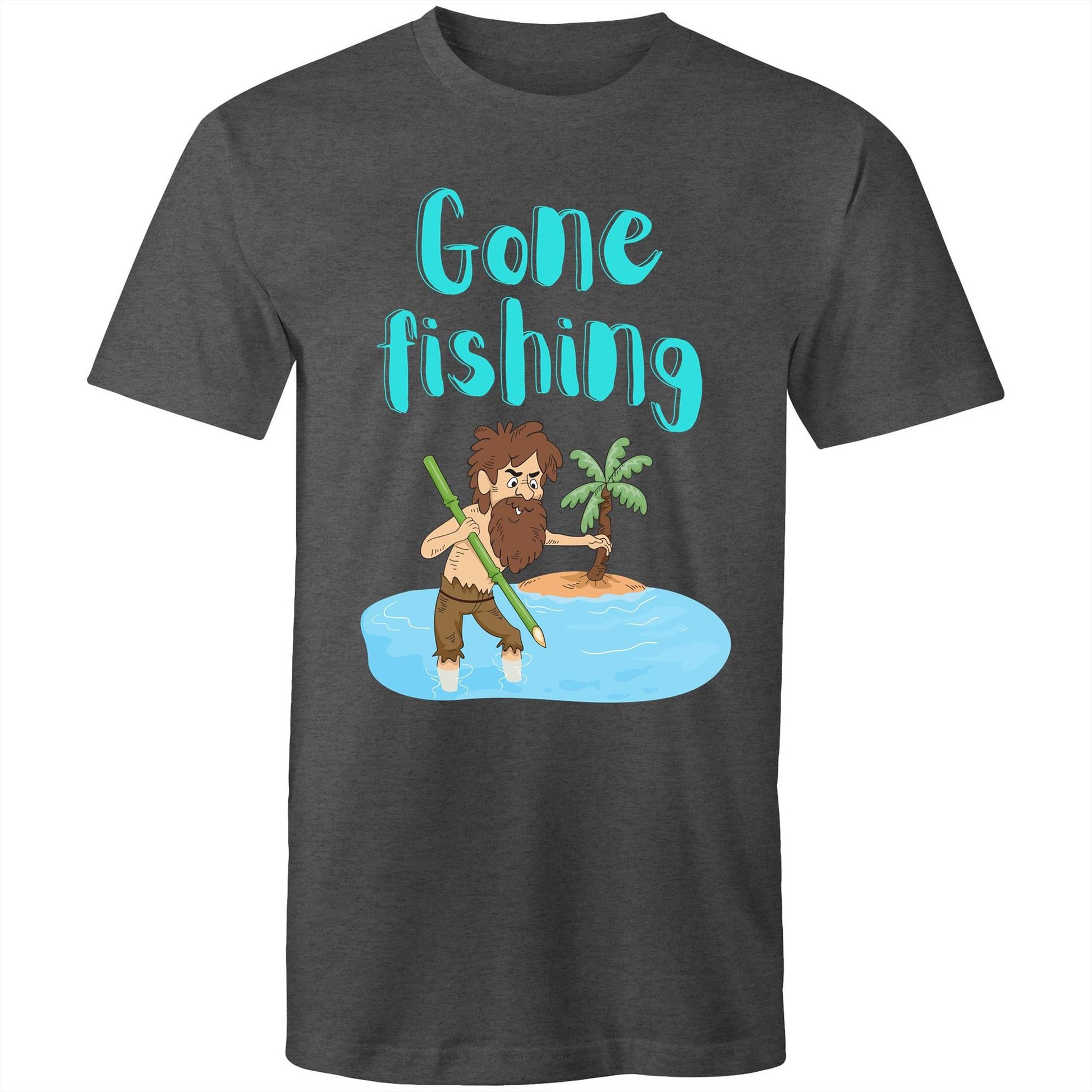 Gone Fishing Men's T-Shirt - Plus Size S, M, L, XL, 2XL, 3XL, 4XL, 5XL - Da Boss Mango AU - Asphalt Dark Grey Marle