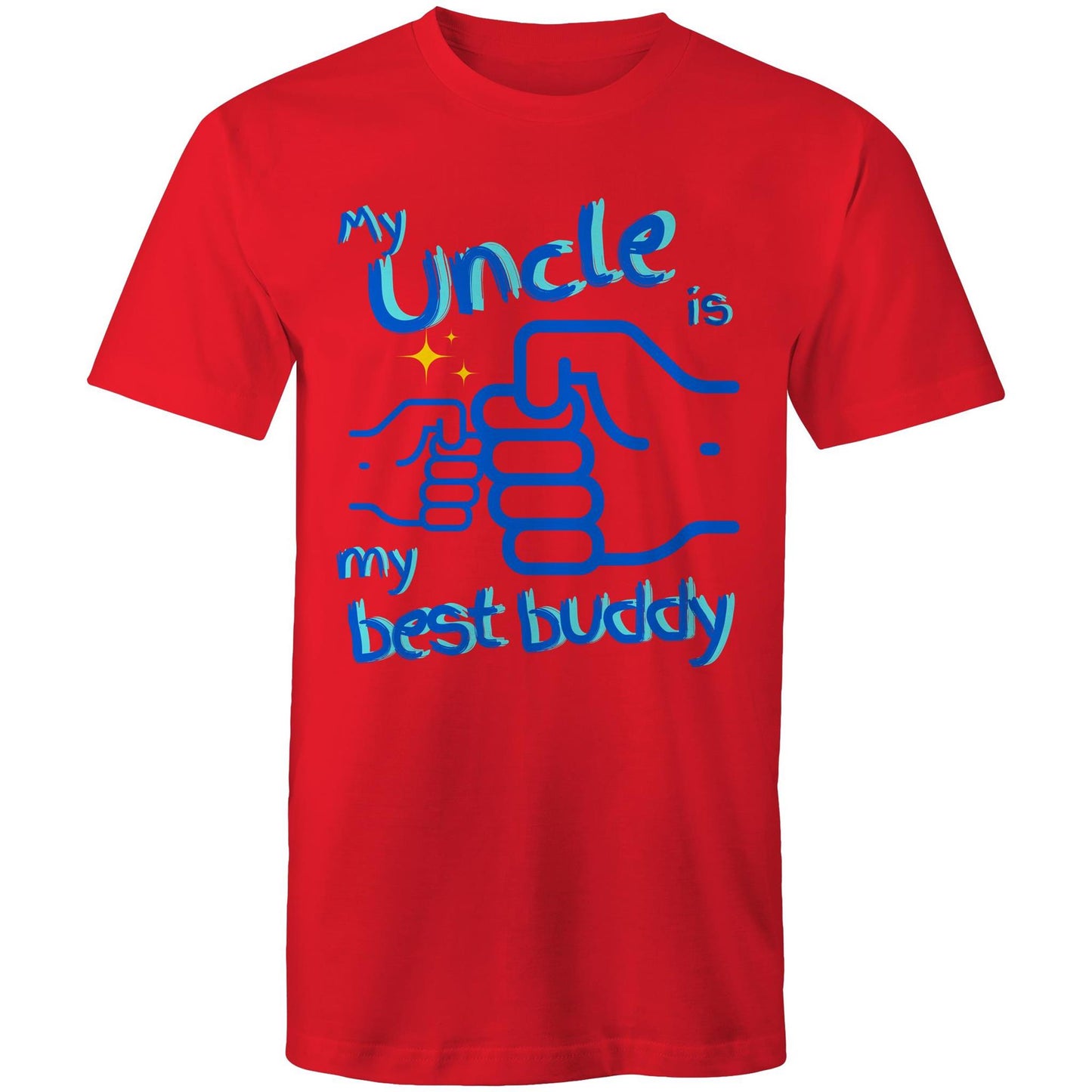 My Uncle is my Best Buddy Men's Cotton T-Shirt - Best Gift for Uncles from Nephews and Nieces - Da Boss Mango AU - Red