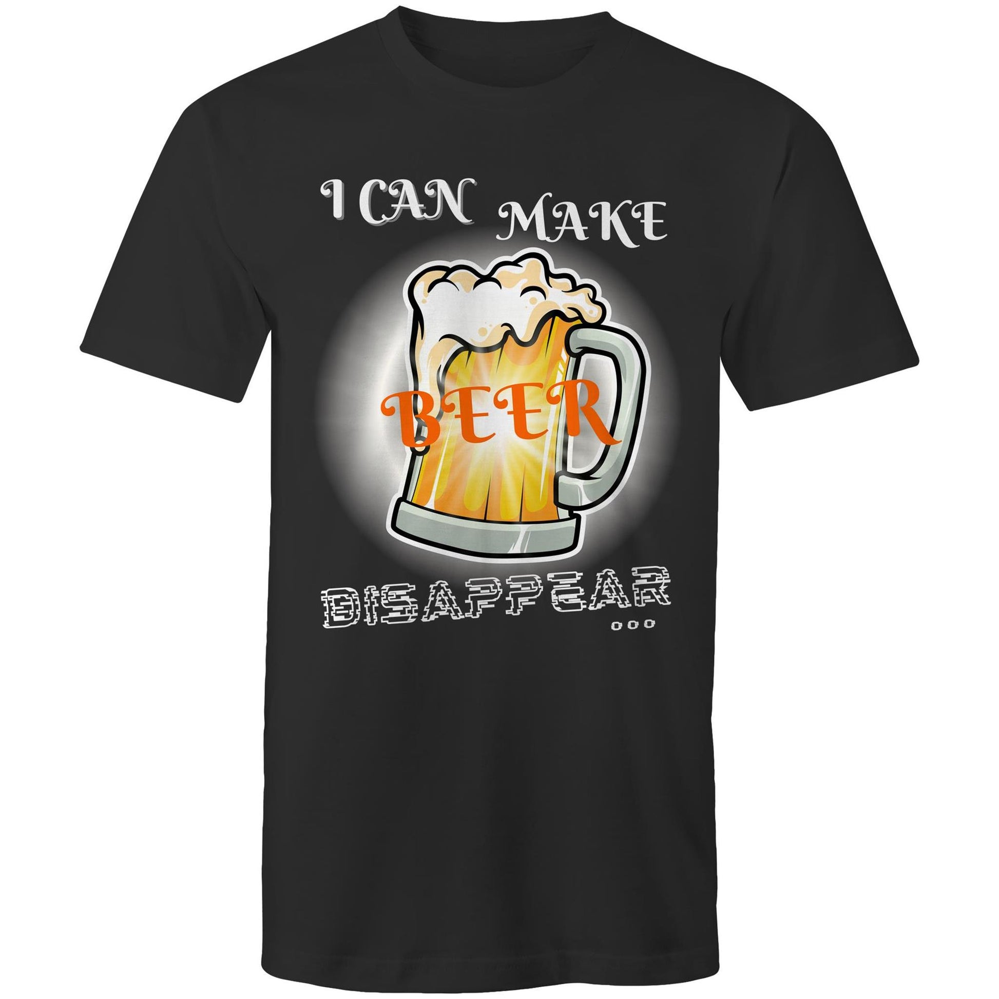 I Can Make Beer Disappear - Men's Funny Cotton T-Shirt - Plus Size S, M, L, XL, 2XL, 3XL, 4XL, 5XL - Da Boss Mango AU - Black