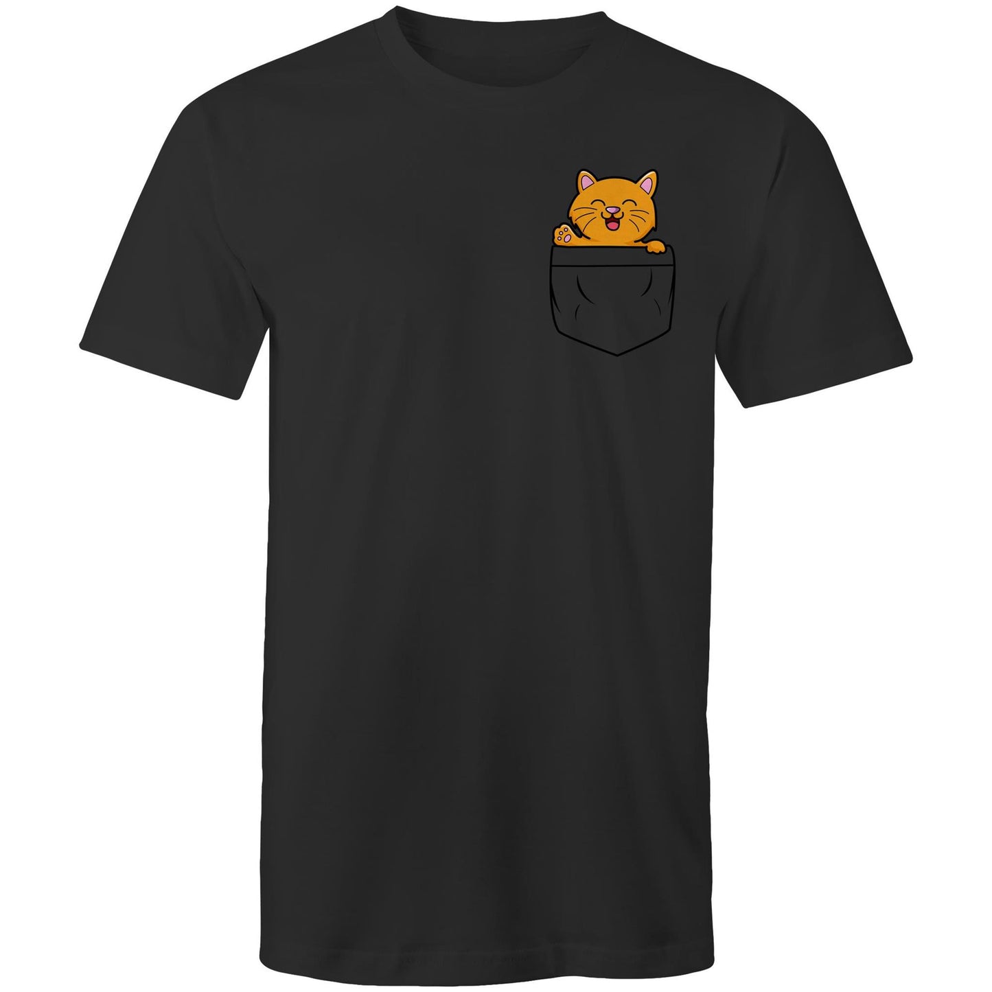 Kitten Mini Mango in a Pocket Men's Cotton T-Shirt - Da Boss Mango AU - Black