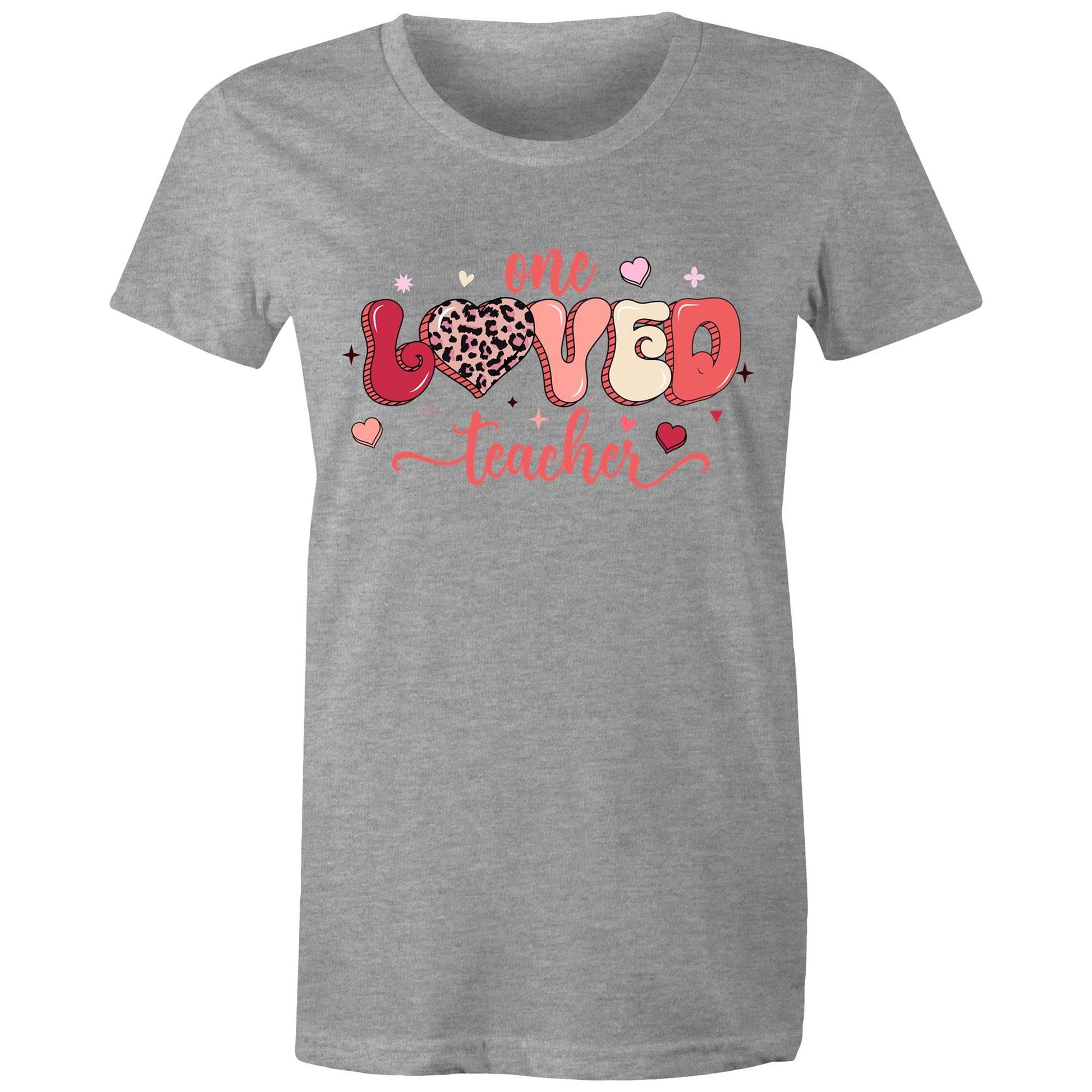 One Loved Teacher - Women's T-Shirt - Lovely Gift for Teachers - Da Boss Mango AU - Grey Marle