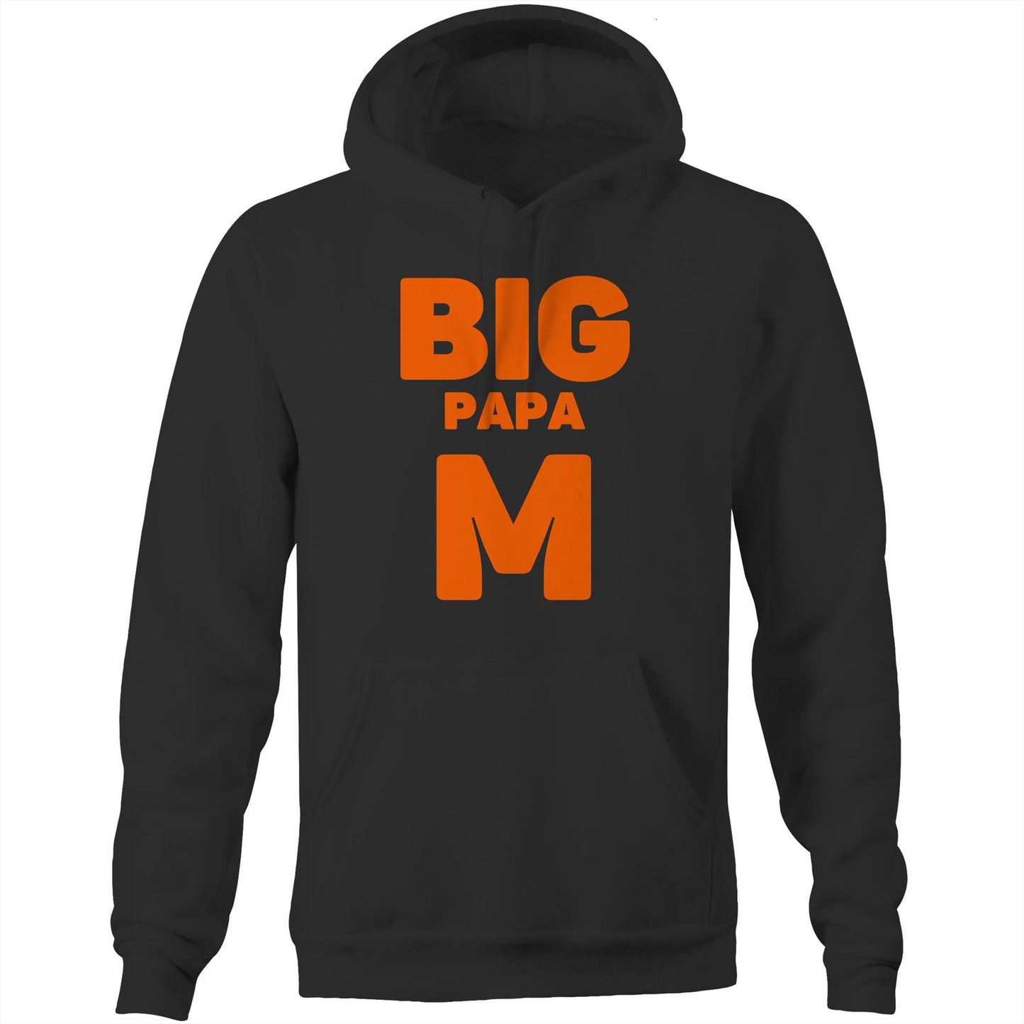 "Big Papa M" Pocket Hoodie Sweatshirt Pullover with Kangaroo Pocket Father's Day Gift for Dad - Da Boss Mango AU - Black