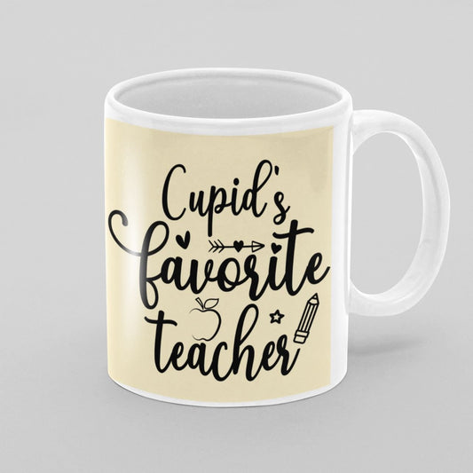 Cupid's Favorite Teacher 11 oz Premium Dishwasher Safe Ceramic Mug Best Gift for Teachers - Da Boss Mango AU -