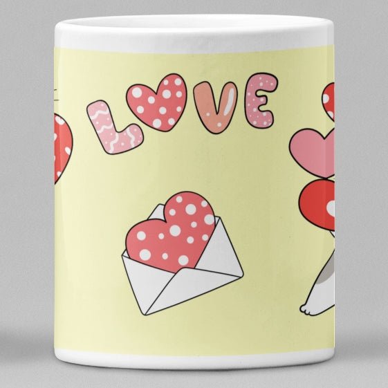 Cute cat couple valentine 11 oz Premium Dishwasher Safe Ceramic Mug - Da Boss Mango AU - Kawaii gift for cat lovers