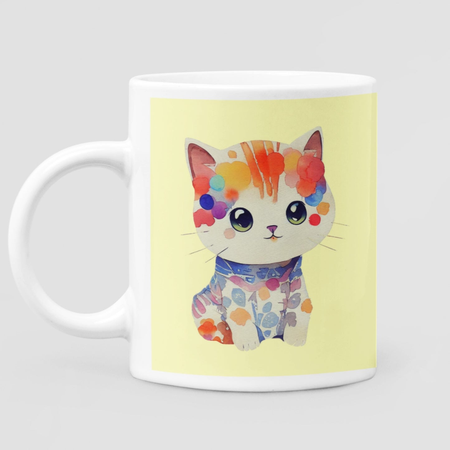 Cute Kitten in Watercolour- Kawaii 11 oz Premium Dishwasher Safe Ceramic Mug for Cat and Kitten lovers - Da Boss Mango AU -