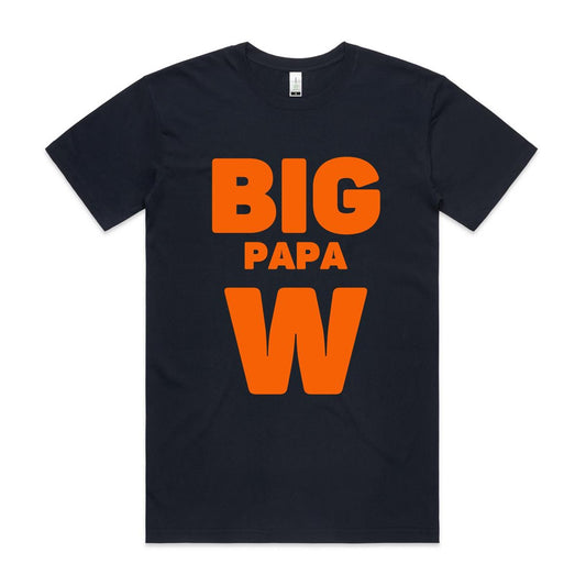 "Big Papa W" Men's GOTS Certified Organic Cotton T-Shirt, Father's Day Birthday Gift for Dad- Da Boss Mango AU - Navy