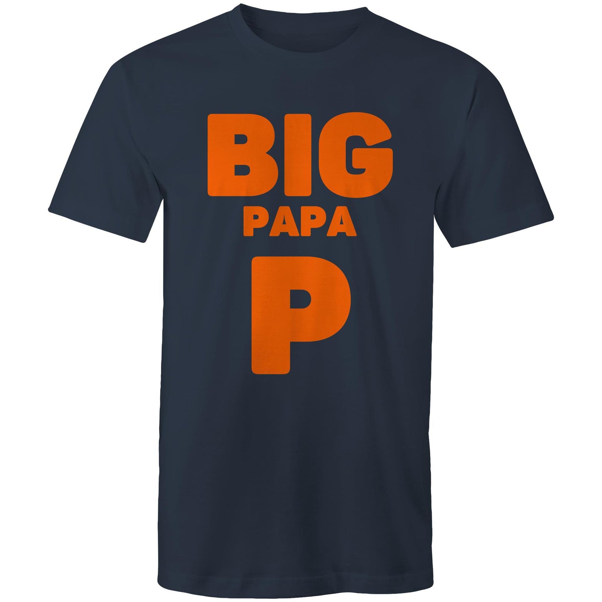 "Big Papa P" Men's Cotton Navy T-Shirt in Size S, M, L, XL, XXL, 3XL, 4XL, 5XL, Gift for Dad - Da Boss Mango AU -