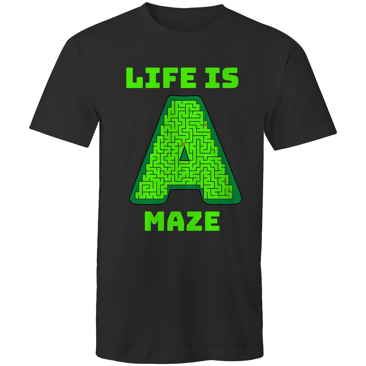 Life is A Maze Men's Playful Funny Cotton T-Shirt - Plus Size S, M, L, XL, 2XL, 3XL, 4XL, 5XL - Da Boss Mango AU - Black