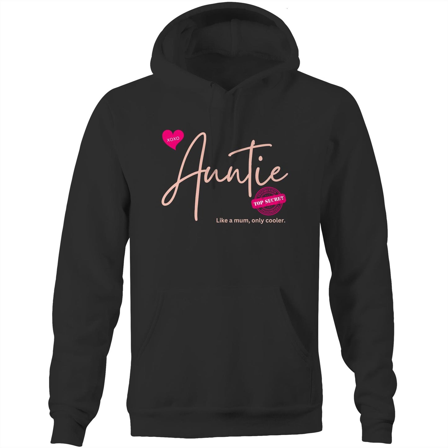 "Auntie - Like a mum, only cooler" Womens Hoodie Sweatshirt - Best Gift for Auntie - Da Boss Mango AU - Black