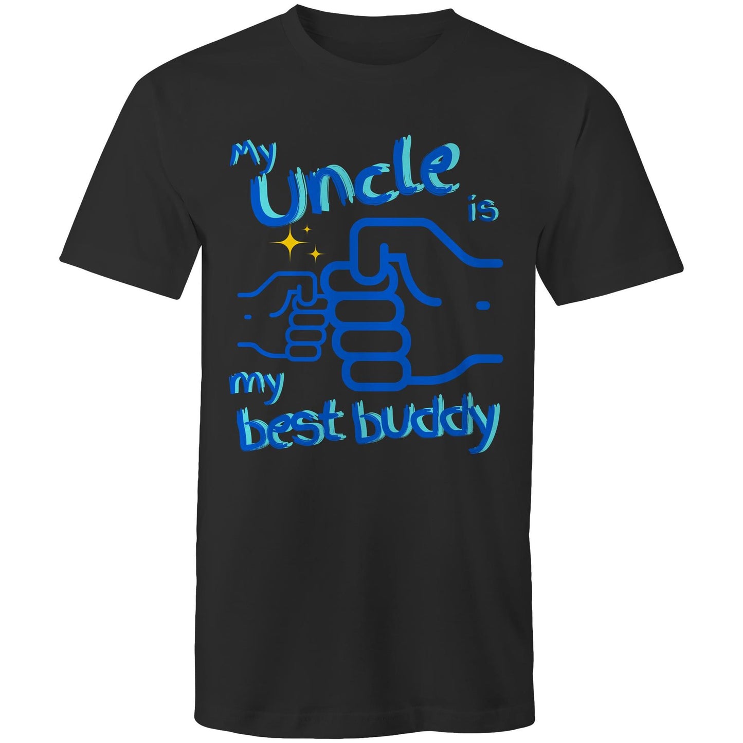 My Uncle is my Best Buddy Men's Cotton T-Shirt - Best Gift for Uncles from Nephews and Nieces - Da Boss Mango AU - Black